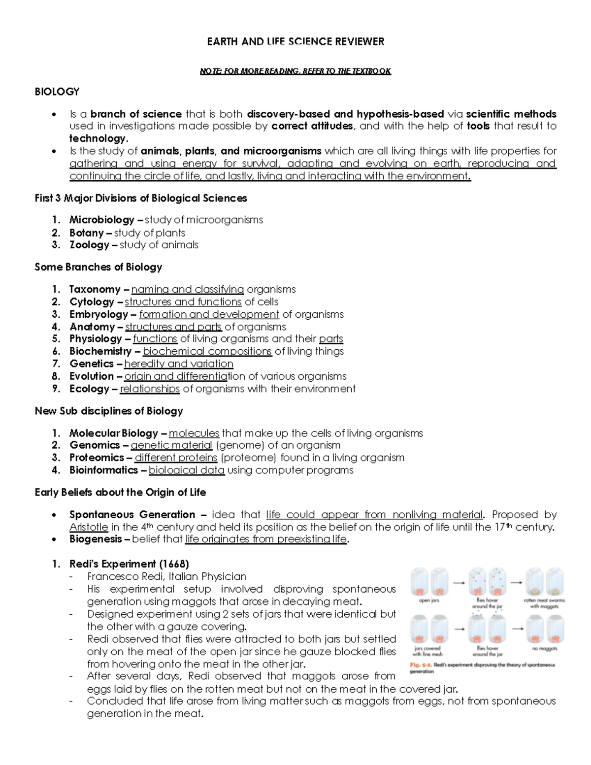 Earth and Life Science 101 - Comprehensive Reviewer Guide - Studocu