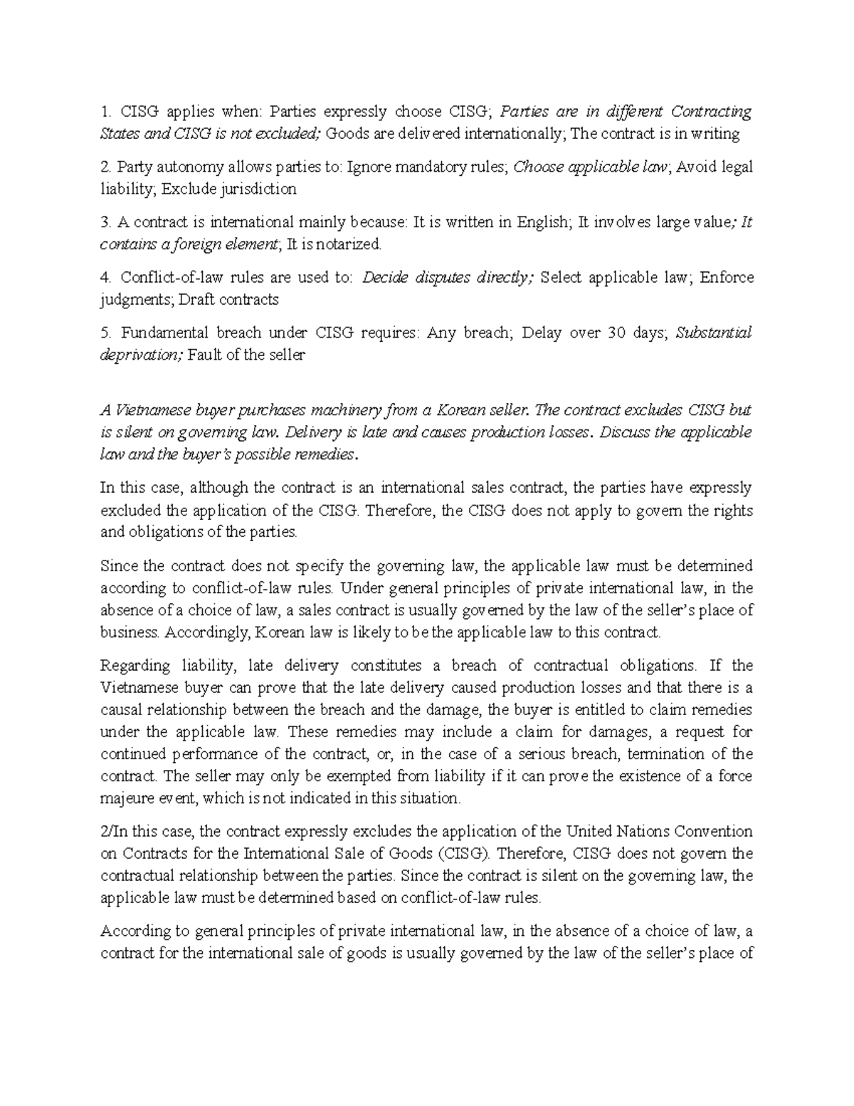 Review Paper 1 - Legal Analysis of CISG and BCC in International ...