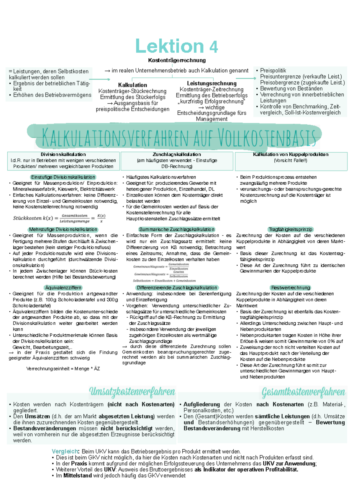 Lektion 4 - Sommersemester - Lektion 4 Kostenträgerrechnung ...