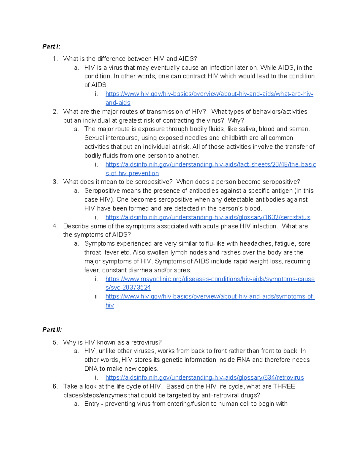 HIV Case Study - Part I: What is the difference between HIV and AIDS? a ...