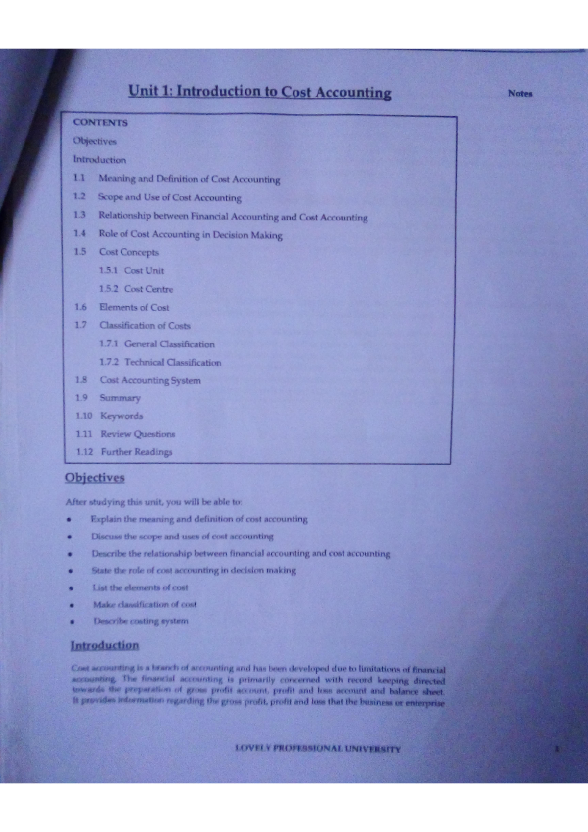 COST 101: Intro to Cost Accounting - Key Concepts and Definitions - Studocu