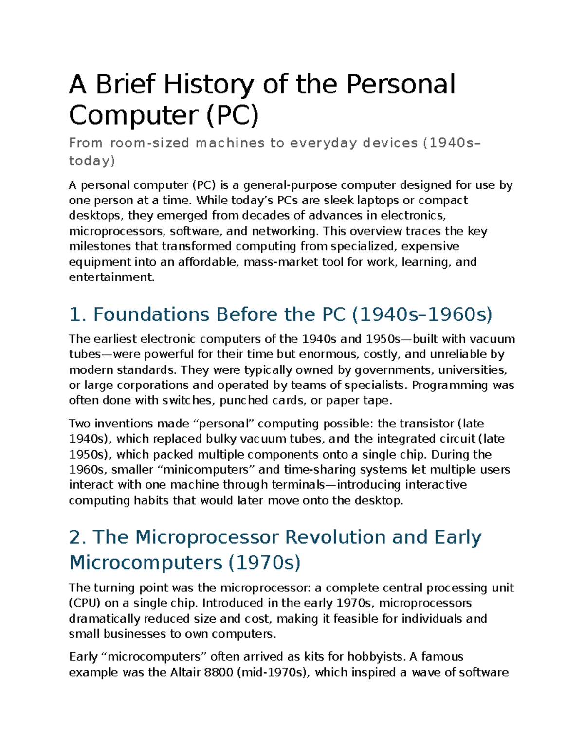 A Brief History of the Personal Computer (PC): From Inception to Today ...
