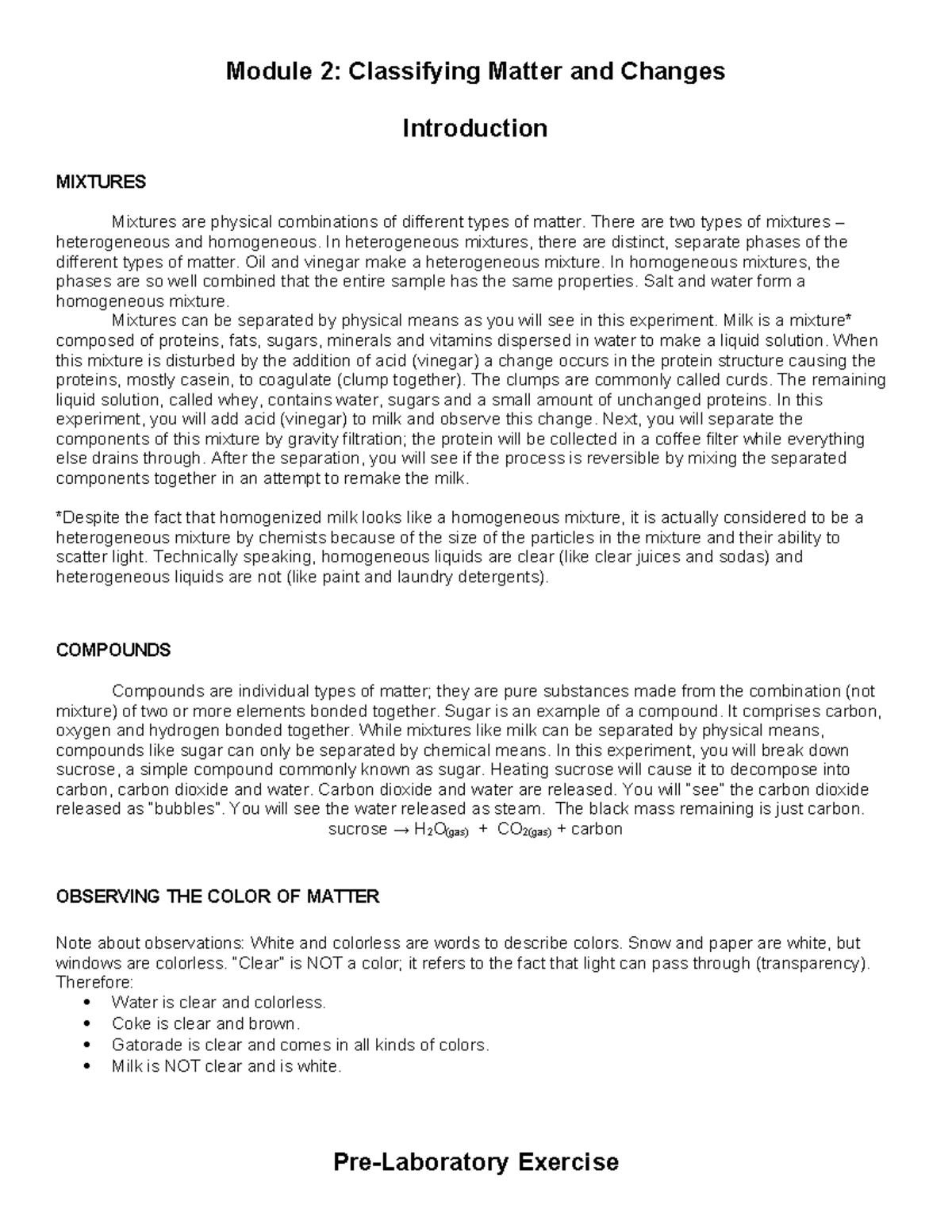 Module 2: Classification of Matter & Changes - Lab Report - Studocu