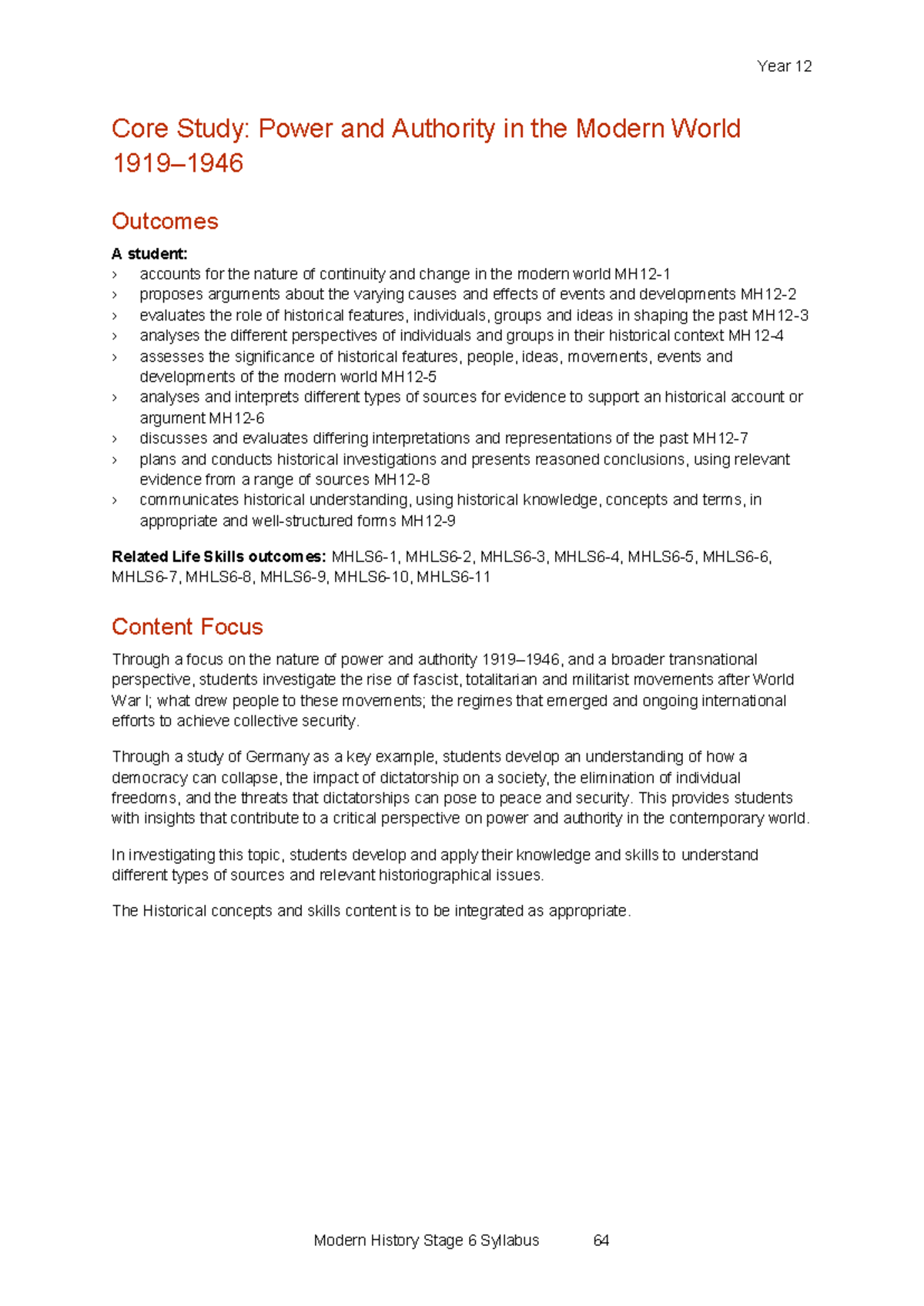Modern History Stage 6: Core Study on Power & Authority (1919-1946 ...