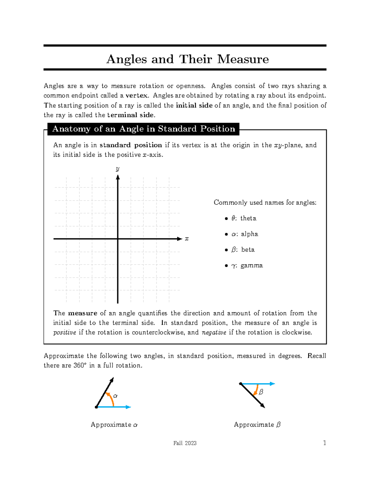 Concepts and Properties of Angles in Geometry - Studocu
