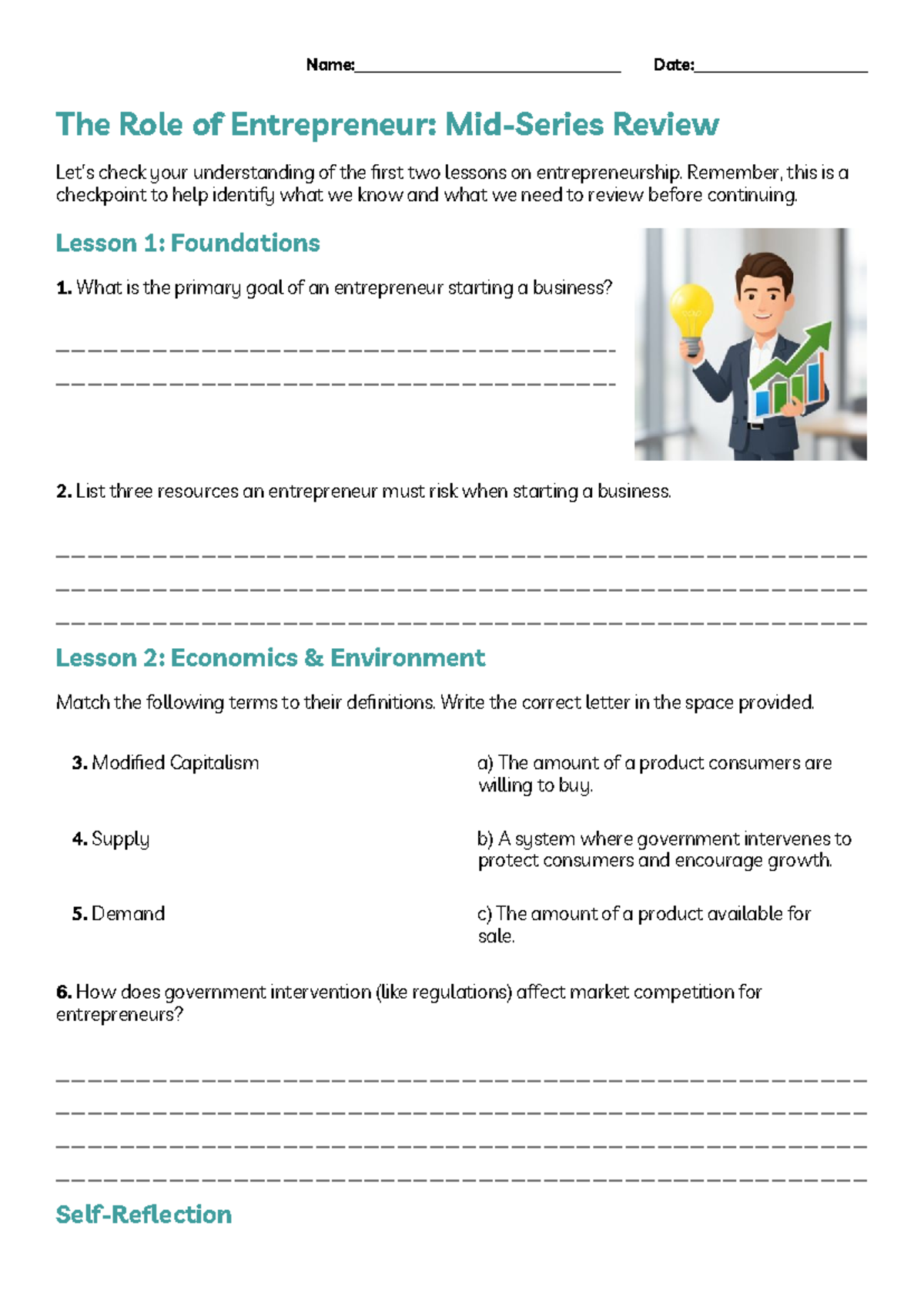 Entrepreneurship Checkpoint: Review of Lessons 1 & 2 - Studocu