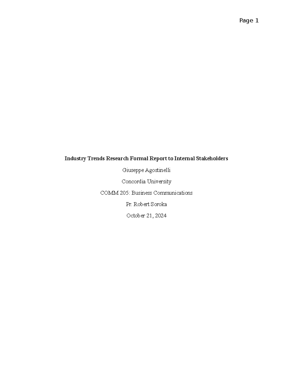 2 page trends report - notes - Industry Trends Research Formal Report ...