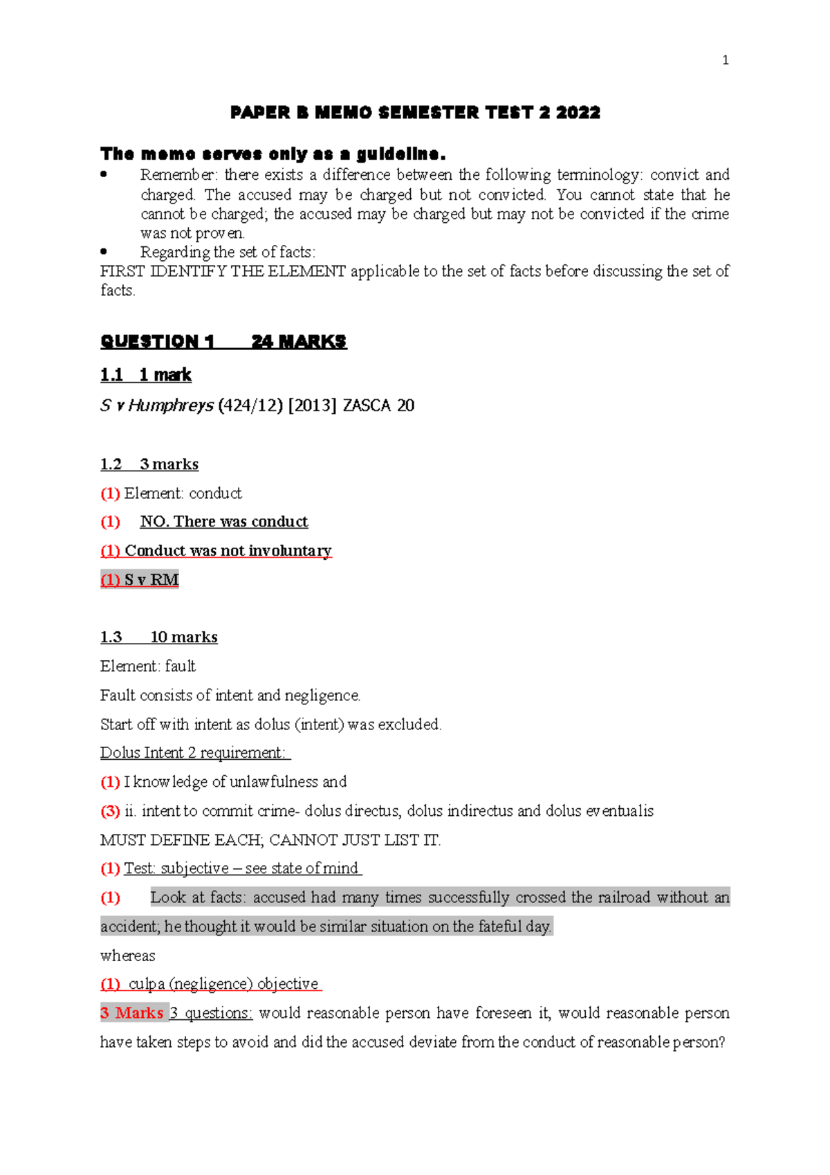 Paper B MEMO Semester Test 2 2022: Key Legal Concepts and Cases - Studocu