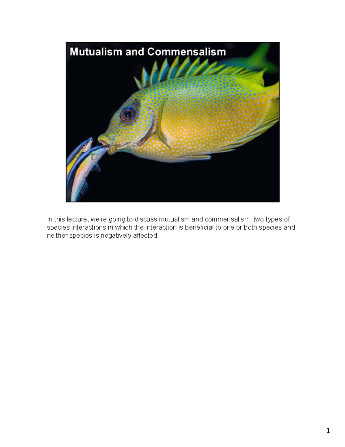 Mutualism and Commensalism: Exploring Beneficial Species Interactions ...