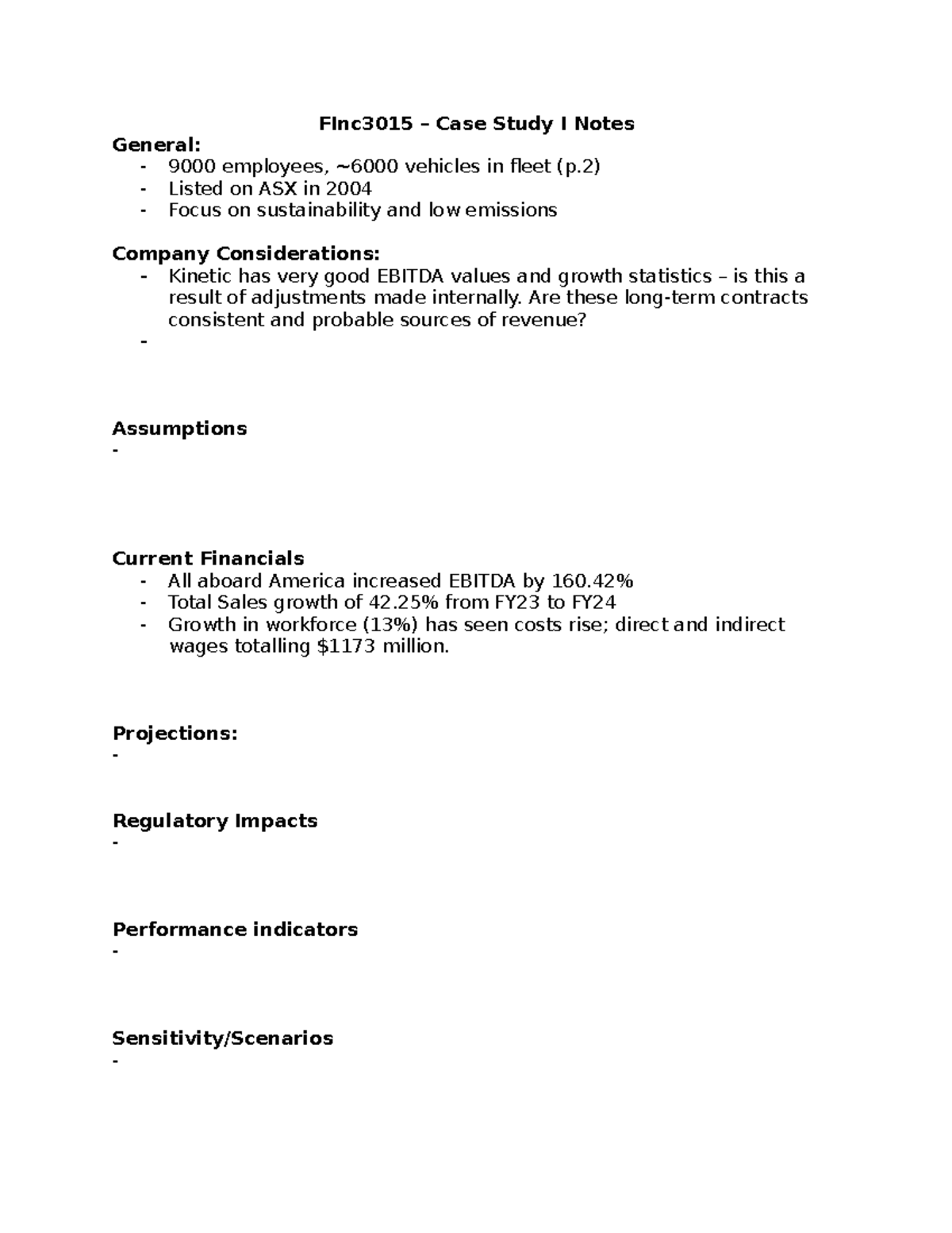 FInc3015 - CS 1 Case Study Overview for 2025 Semester 1 Analysis - Studocu