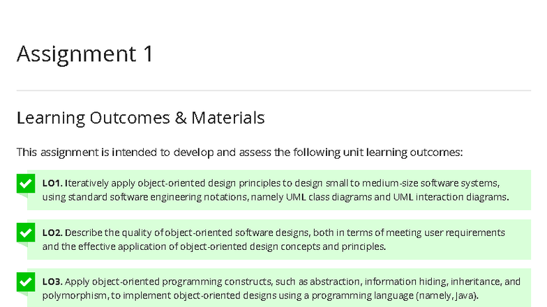 Assignment 1 - Learning Outcomes and Design Principles for FIT2099 ...