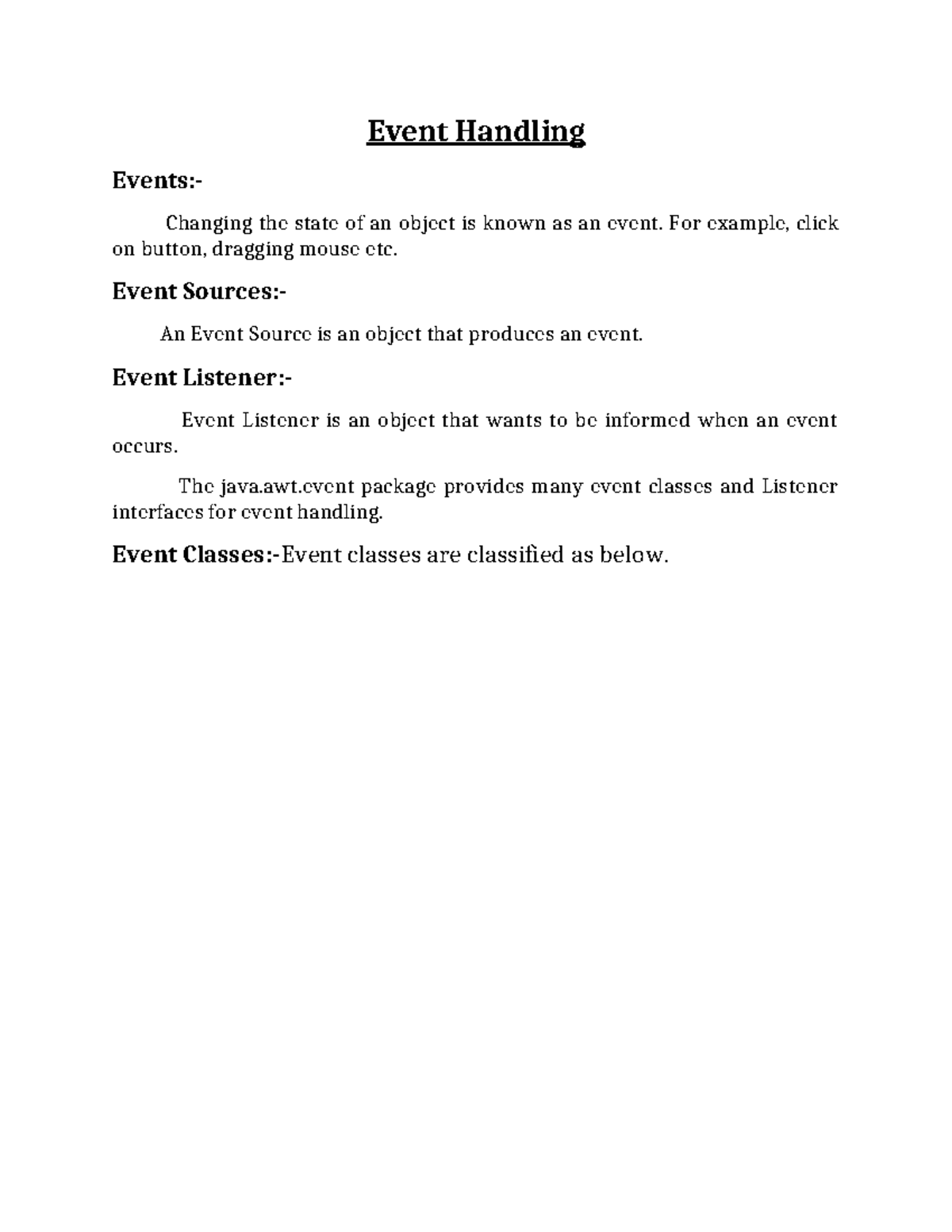 Java Event Handling Overview: Classes and Listeners Explained - Studocu
