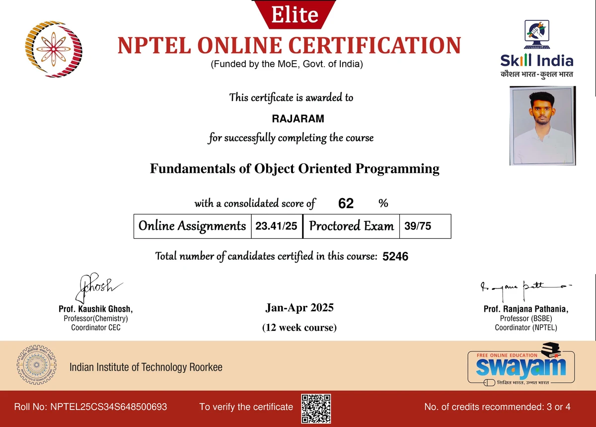 Fundamentals of Object Oriented Programming - OODP Project - Roll No ...