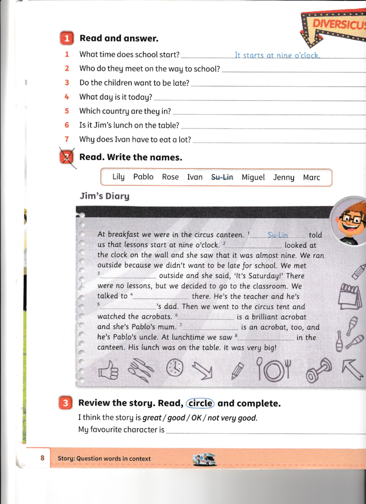 English Activity Book: Questions and Story Review for DIVERSICUS 1 ...