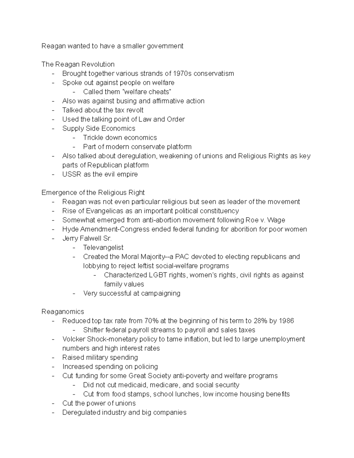 HIST 302: Examining the Reagan Revolution and Its Impact on America ...