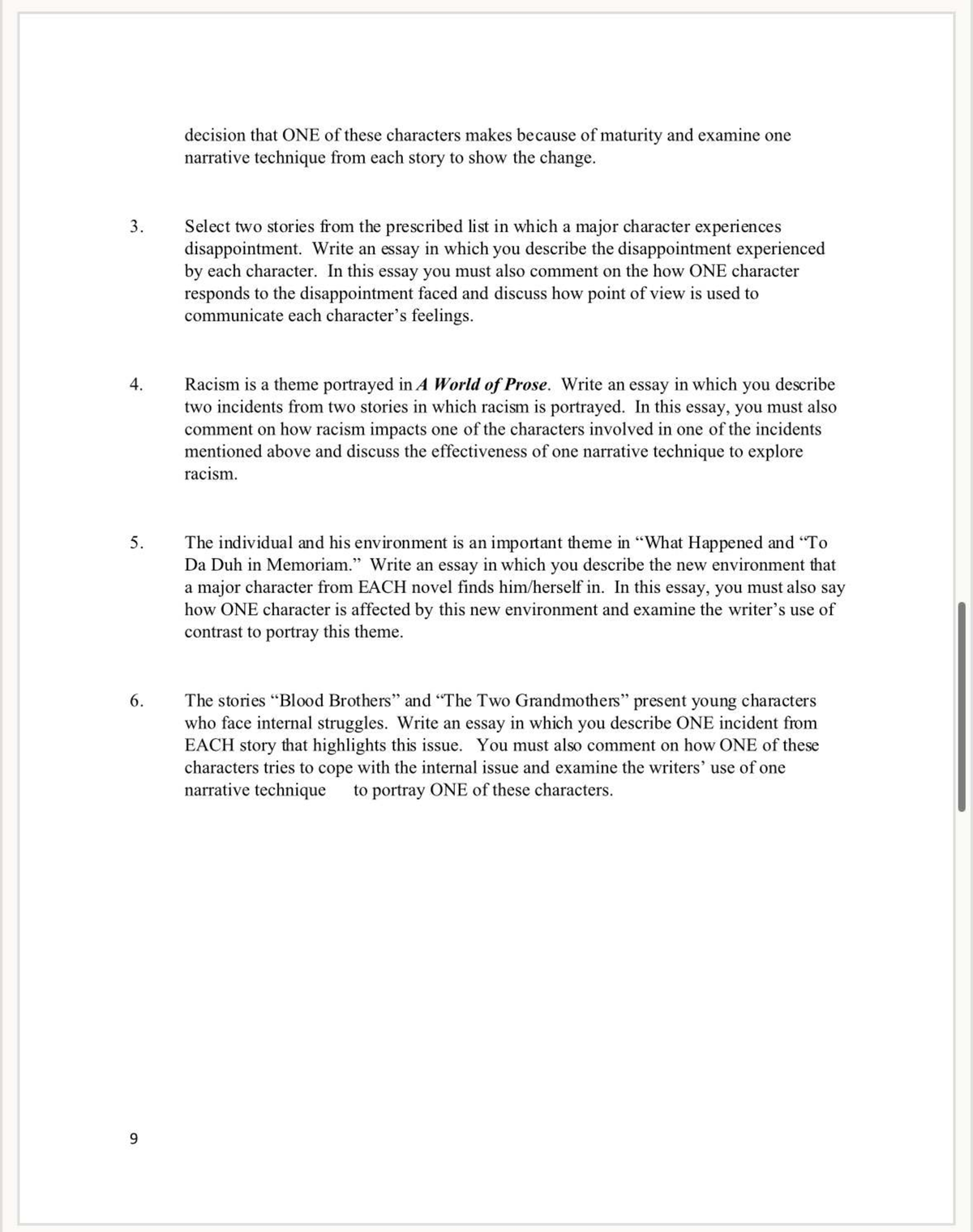 CSEC English B Essay Questions: Themes & Techniques Analysis - Studocu