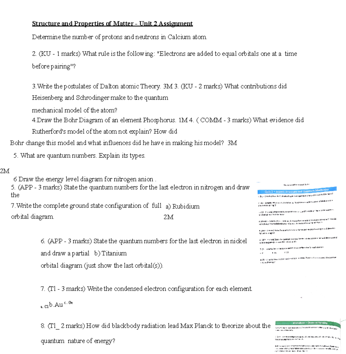 Unit 2 Assignment - Structure and Properties of Matter - Chem - Studocu