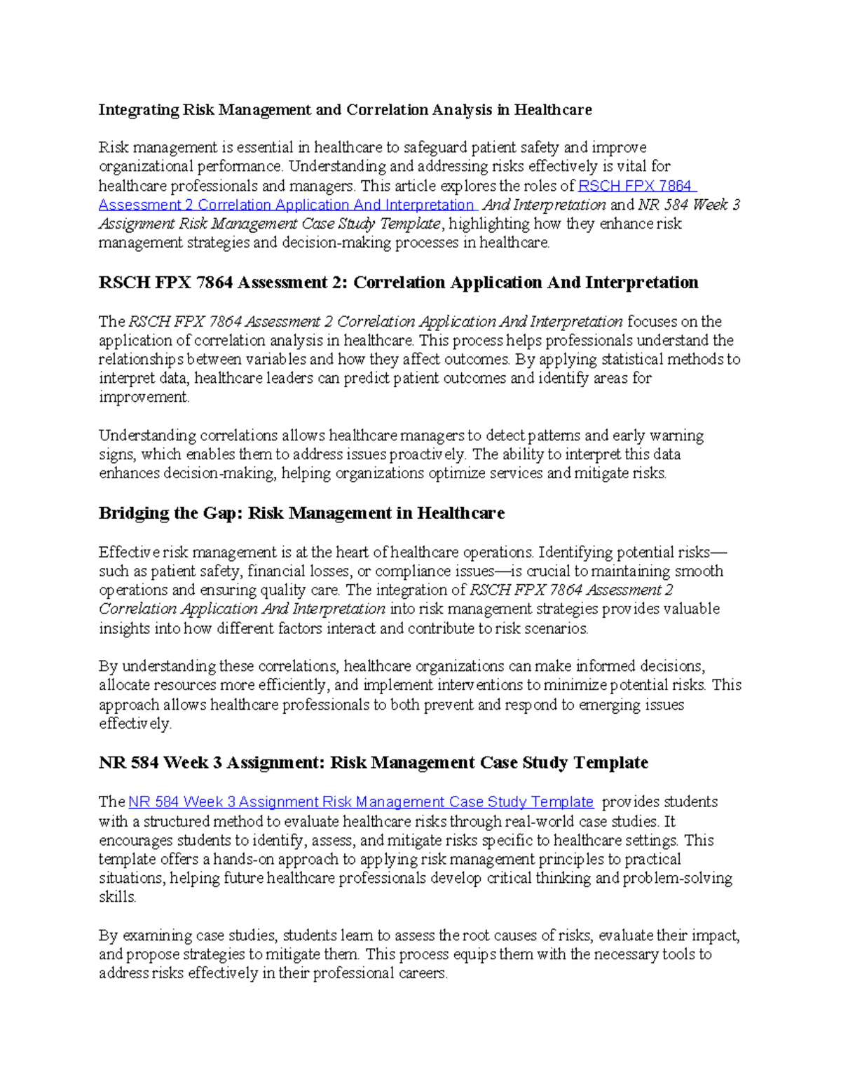 52 NR 584 Week 3 Assignment Risk Management Case Study Template ...