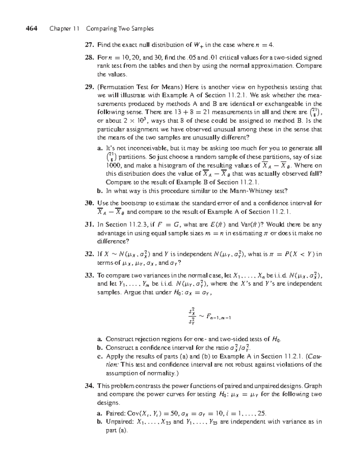 464 Chapter 11: Comparing Two Samples & Hypothesis Testing Techniques ...