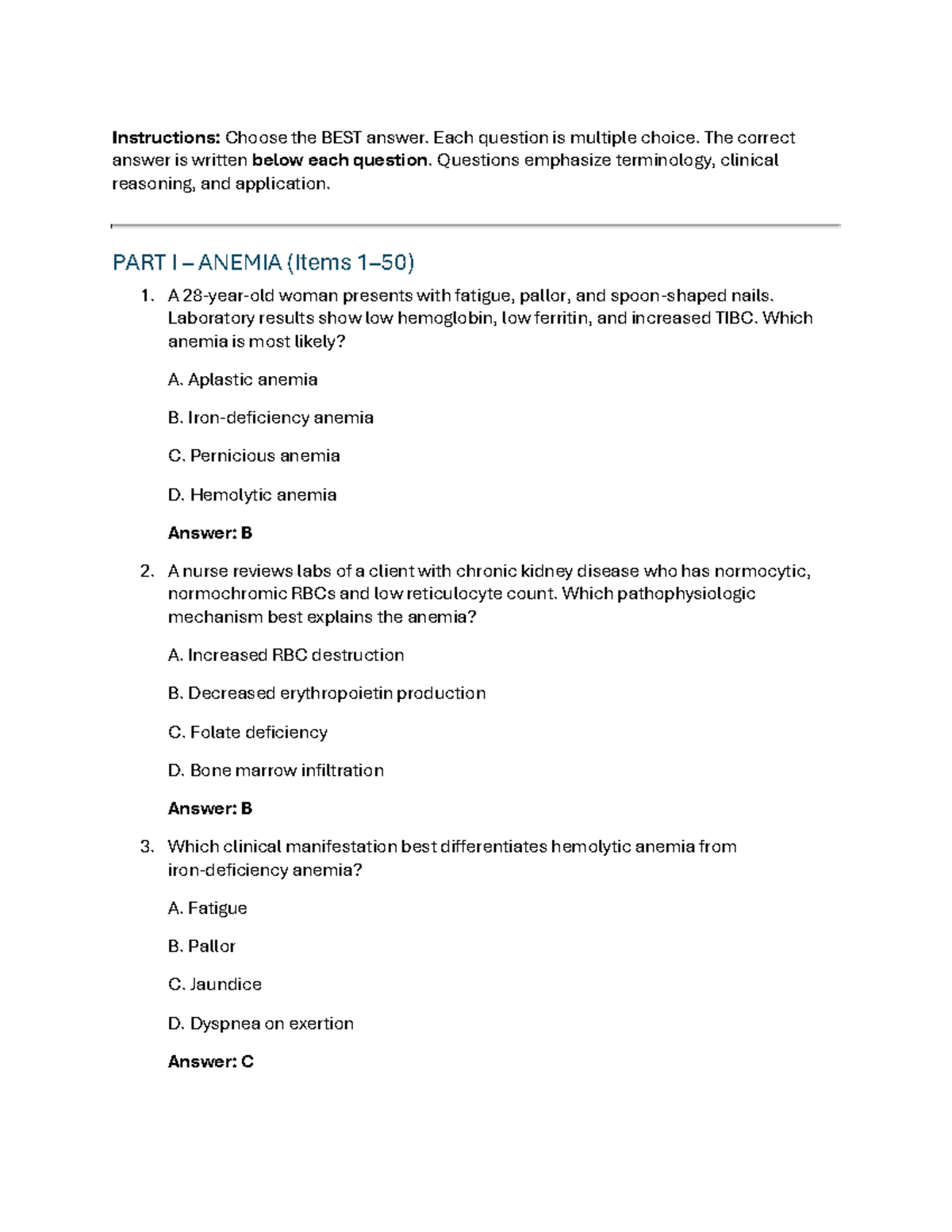 MS Reviewer Exam: Hematology & Cancer (250 Items) - Studocu