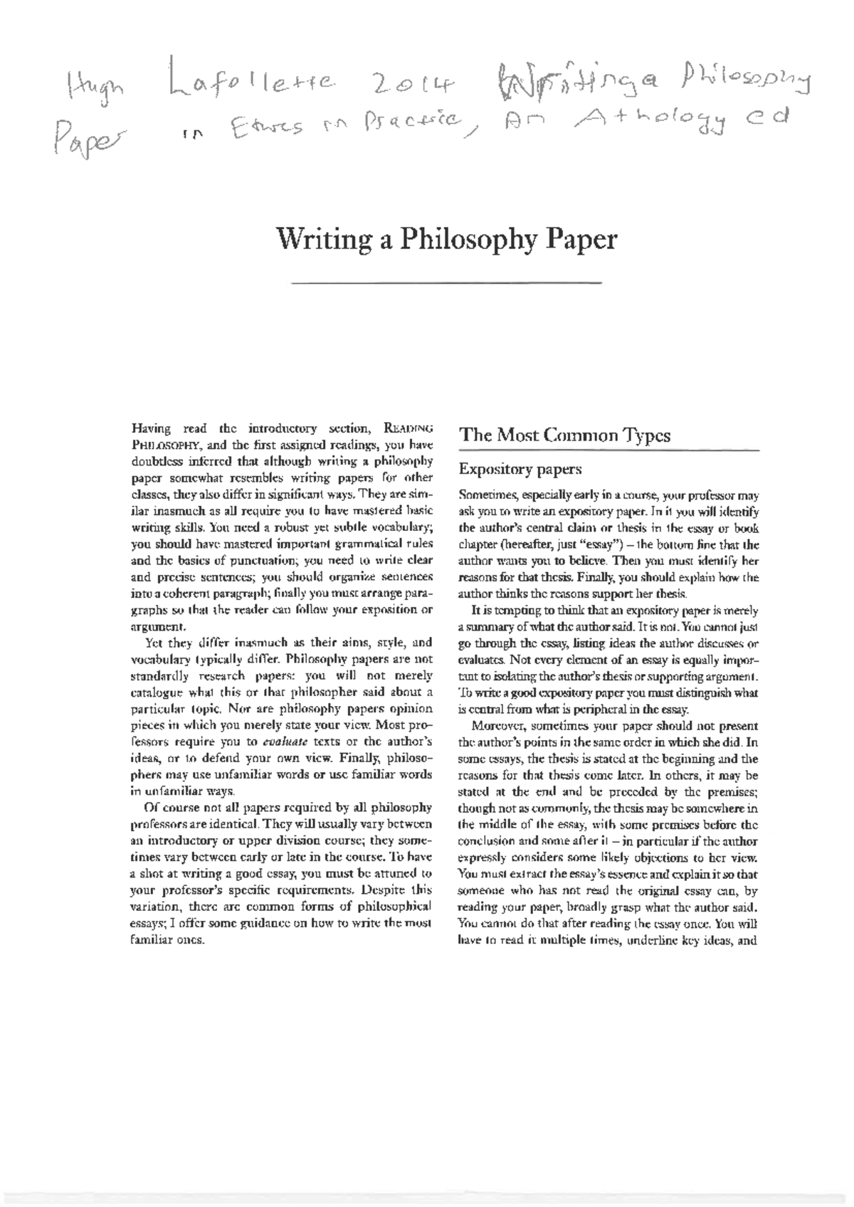 PHIL 101: Writing a Philosophy Paper - Key Guidelines and Tips - Studocu