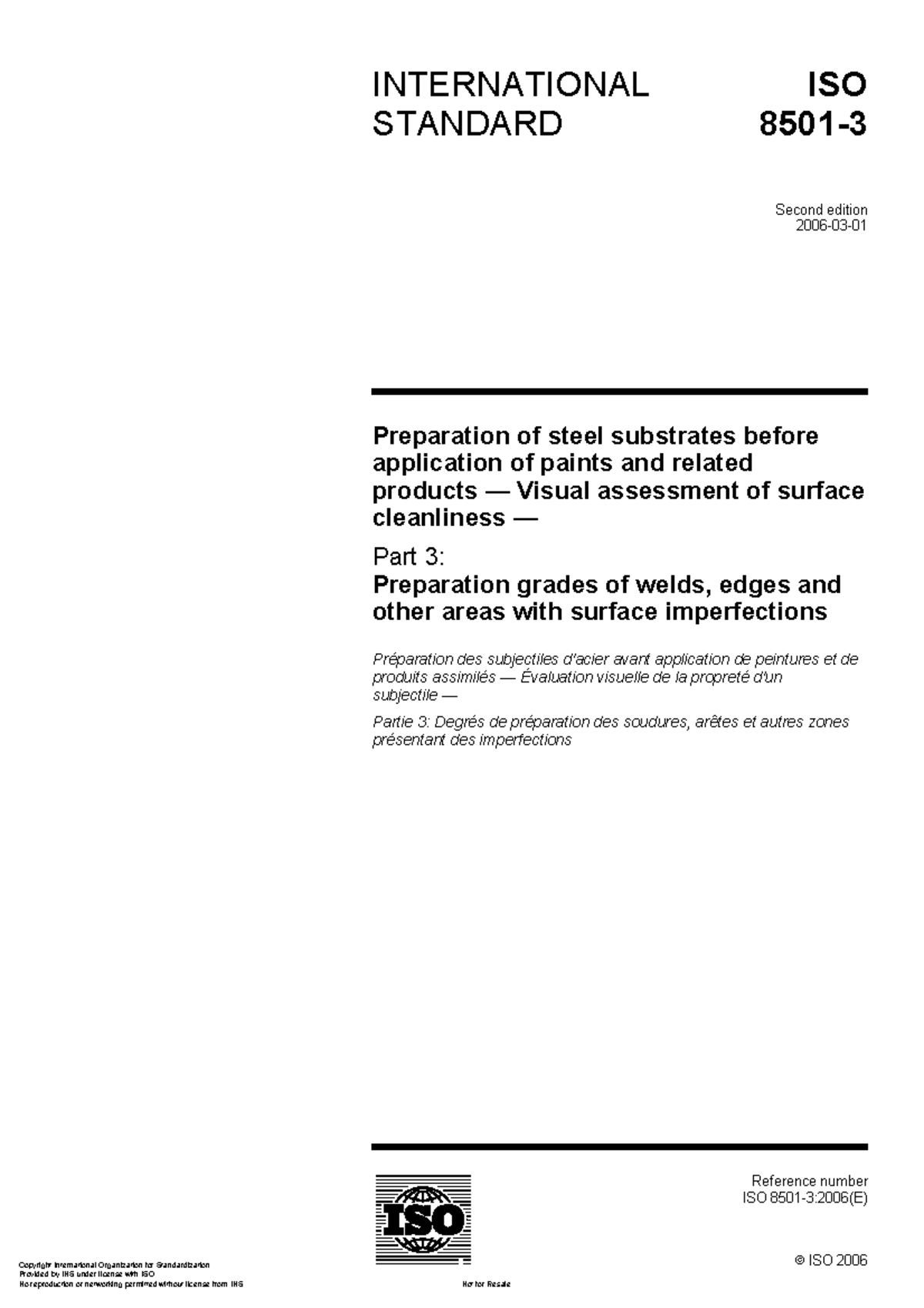 ISO 8501-3: Visual Assessment of Steel Surface Cleanliness - Studocu