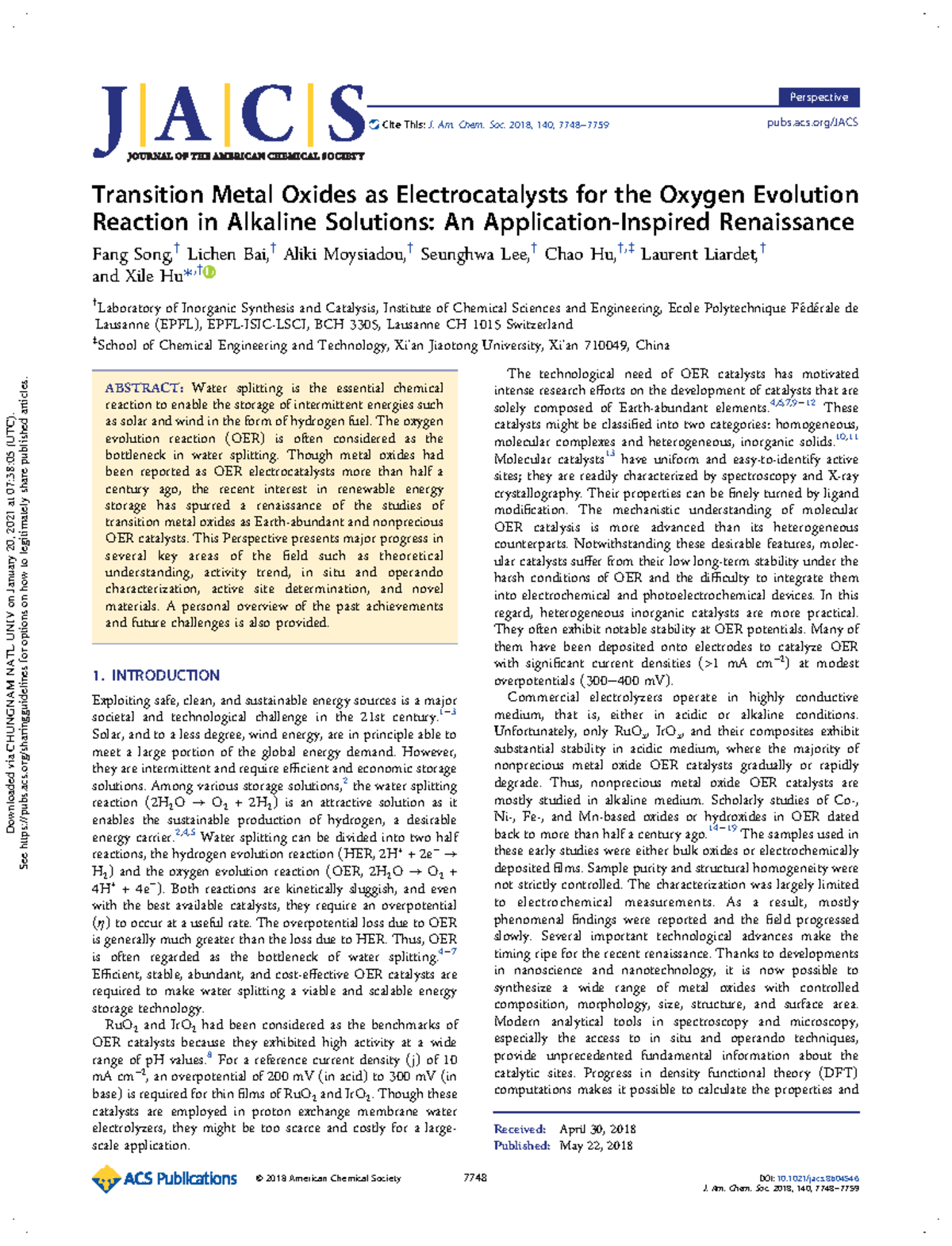 Transition Metal Oxides as OER Electrocatalysts in Alkaline Solutions ...