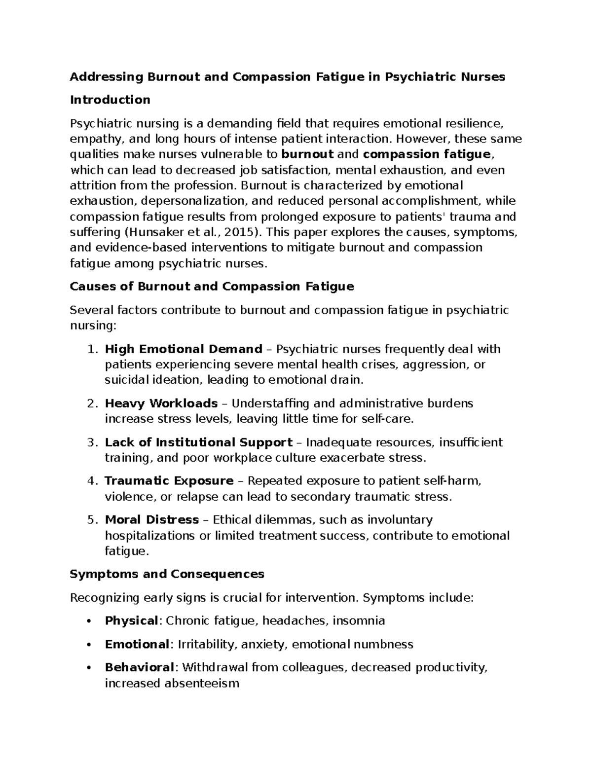 Mitigating Burnout & Compassion Fatigue in Psych Nursing: Strategies ...