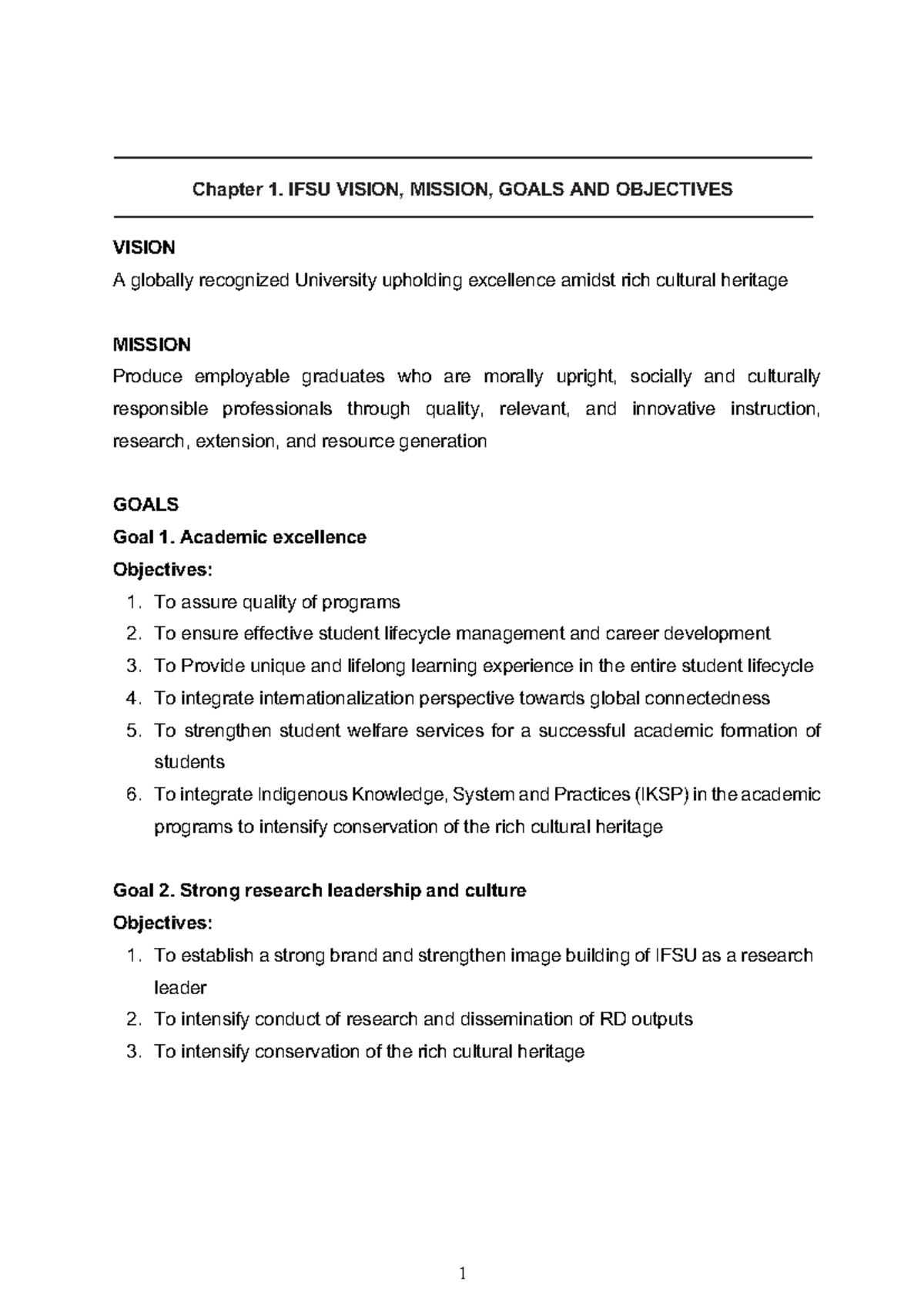 IFSU Research Framework: Vision, Mission, Goals & Objectives Overview ...