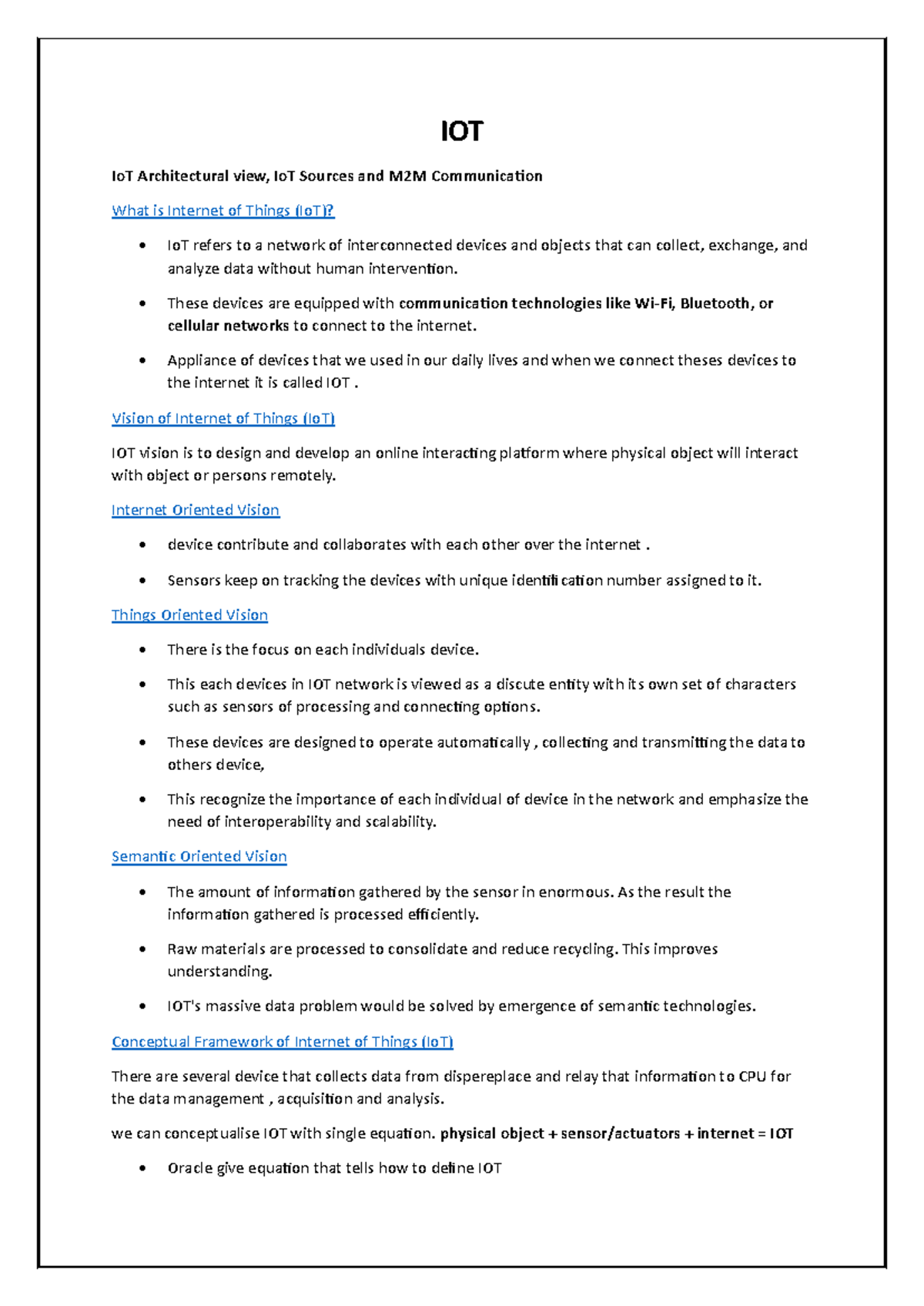IOT 101 - Comprehensive Unit I Notes on IoT Architecture and Design ...