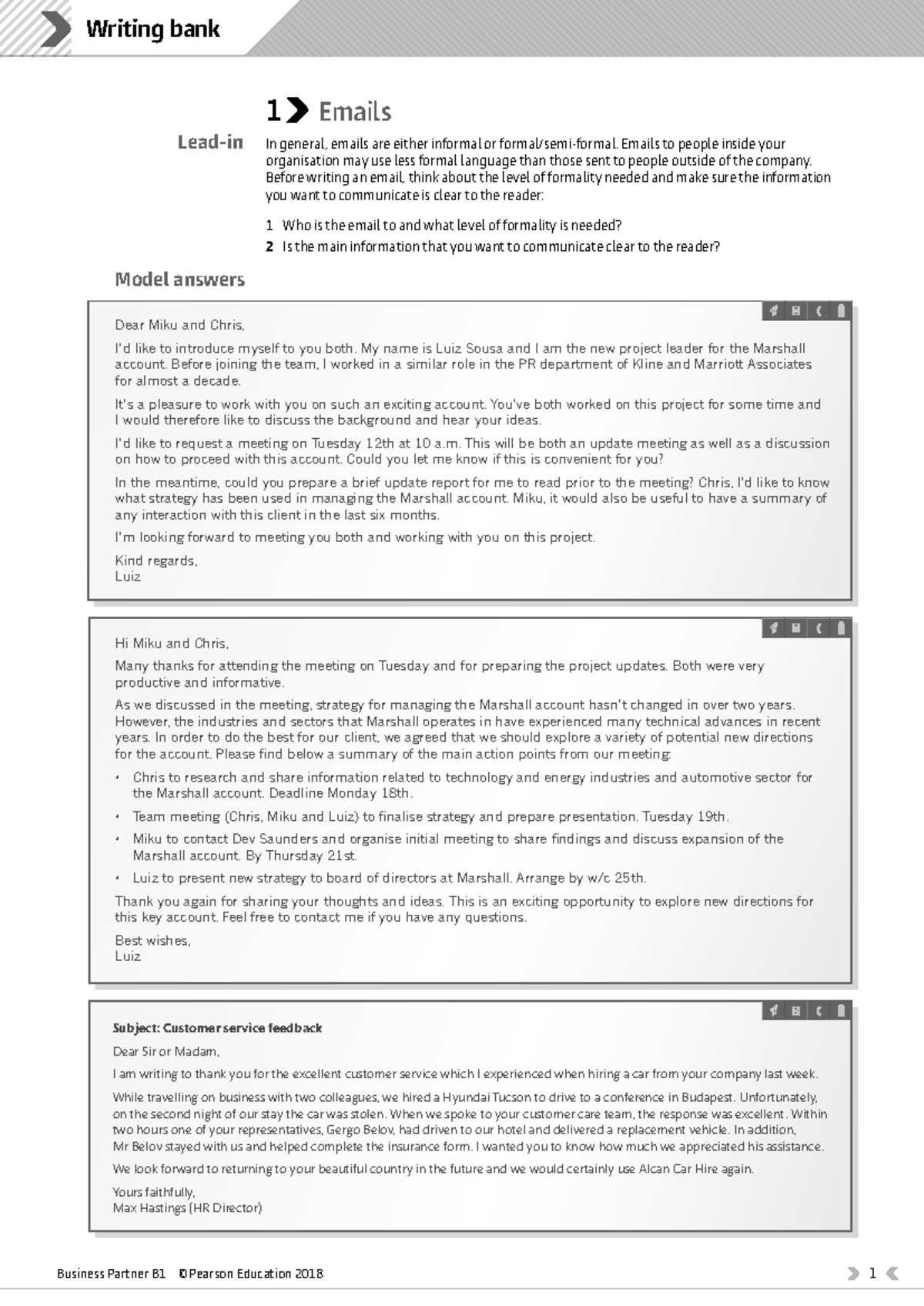 Bus Part B1 Writing Bank: Email Communication Guidelines and Examples ...