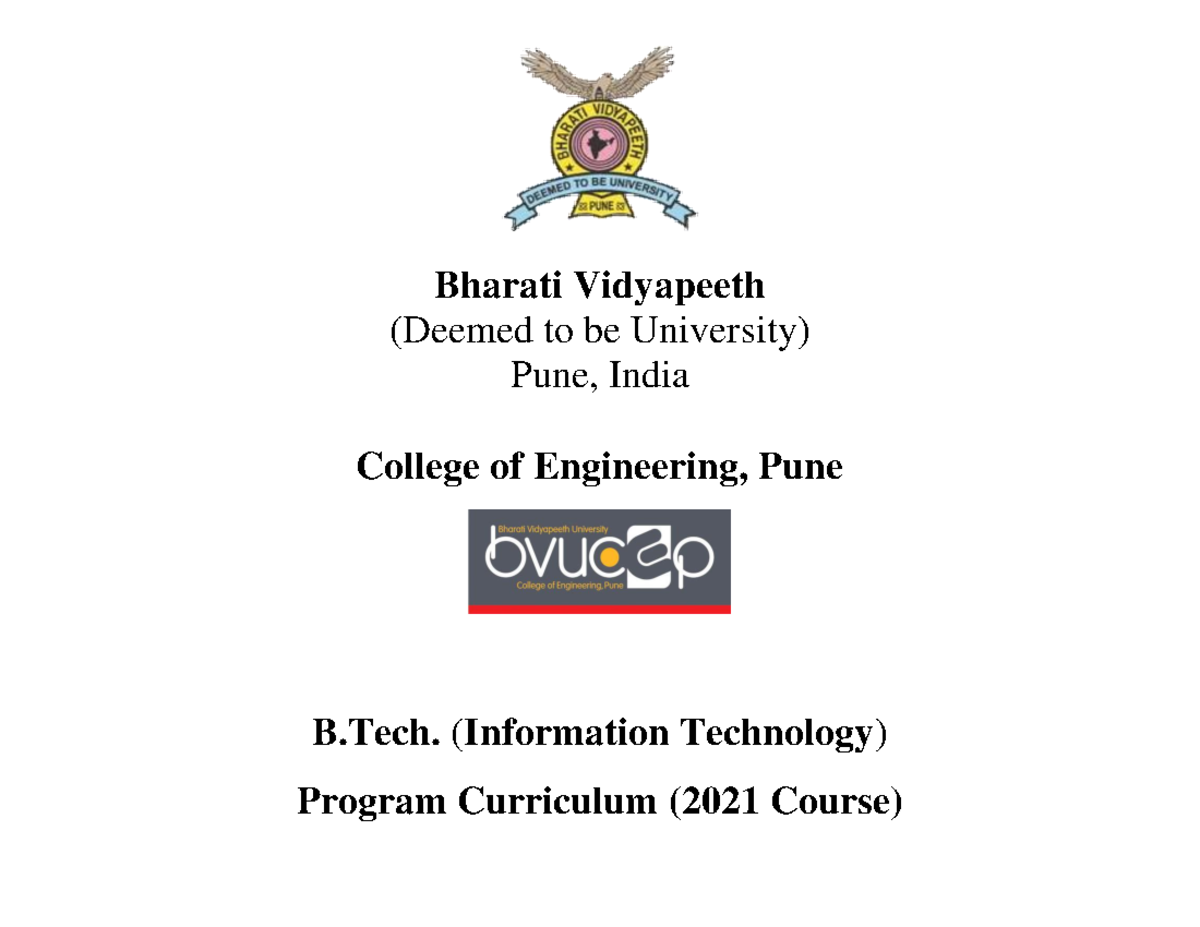 B.Tech IT Curriculum Overview (2021 Course) - SYBTech Program - Studocu