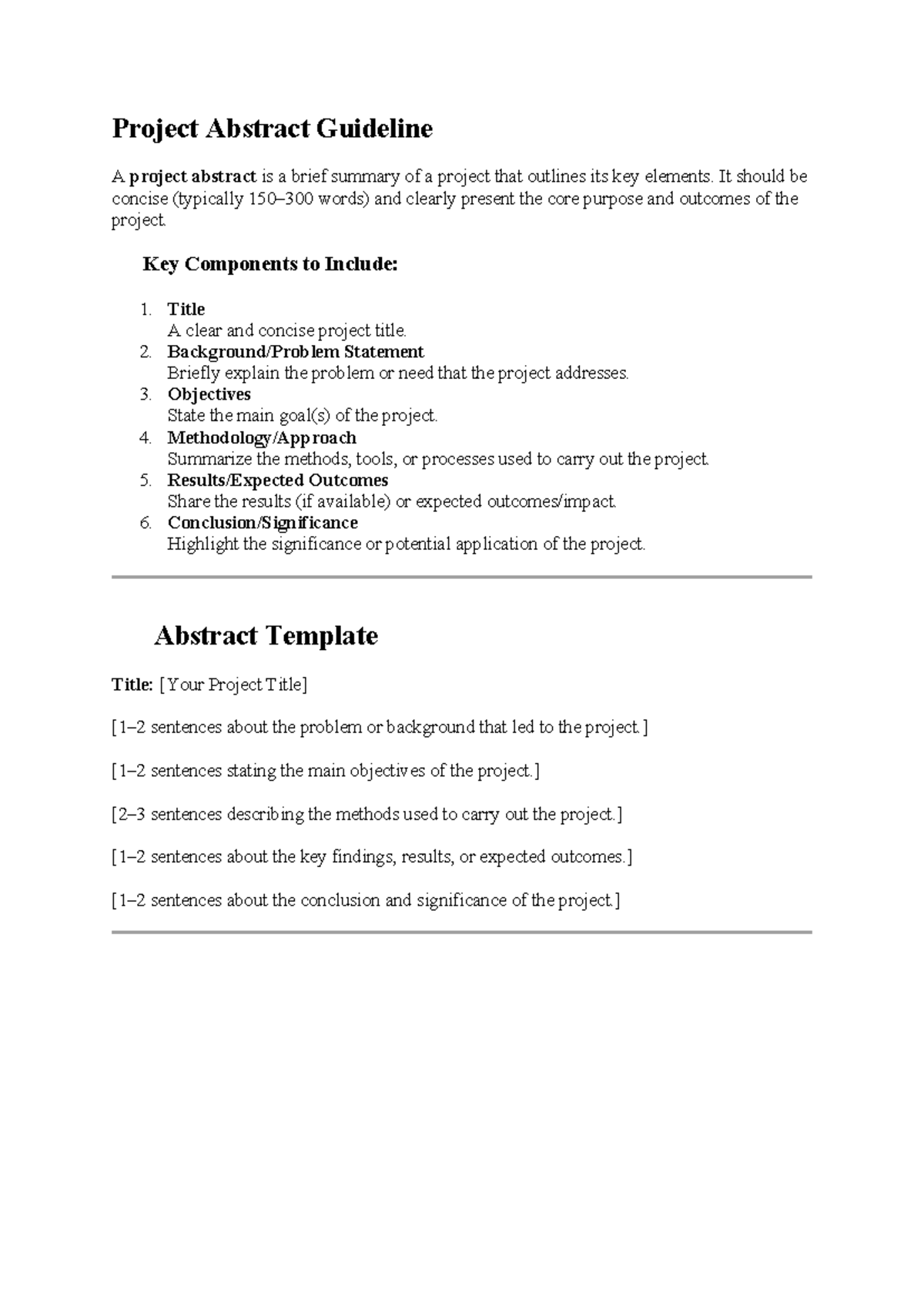Project Abstract Guideline: Key Elements & Template - Studocu