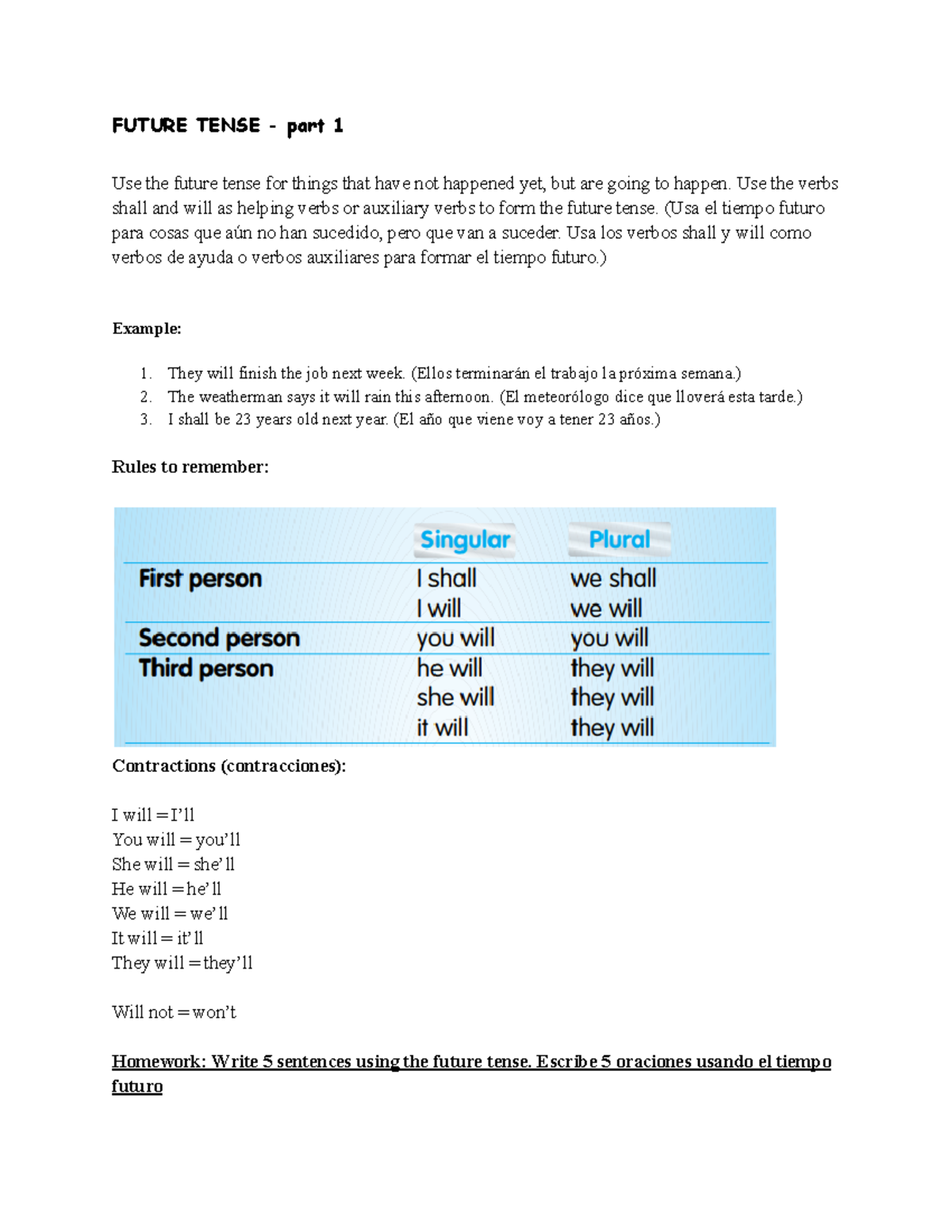 Future Tense (FUT 101) - Understanding and Usage Guide - Studocu