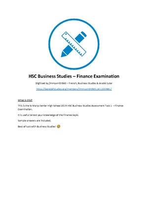 Business Studies - Finance Questions - Penrith - Studocu