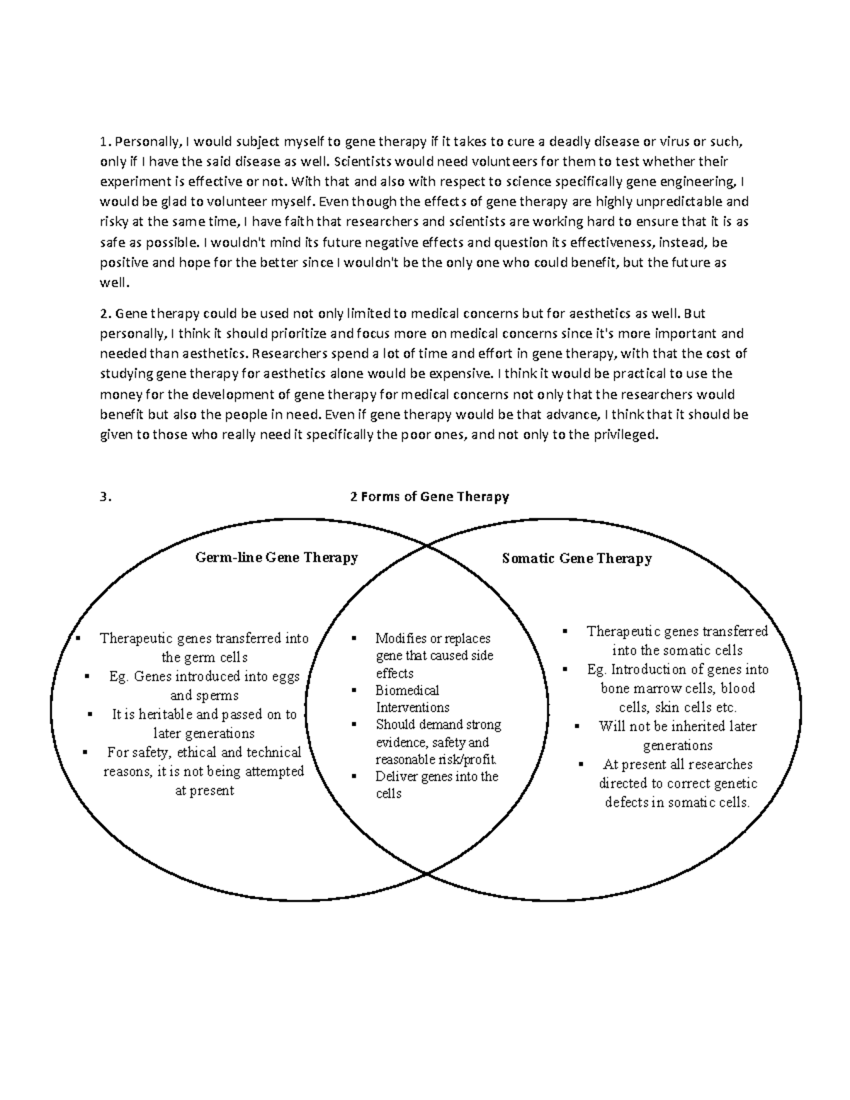 STS 12 2 Forms of Gene Therapy - Personally, I would subject myself to ...