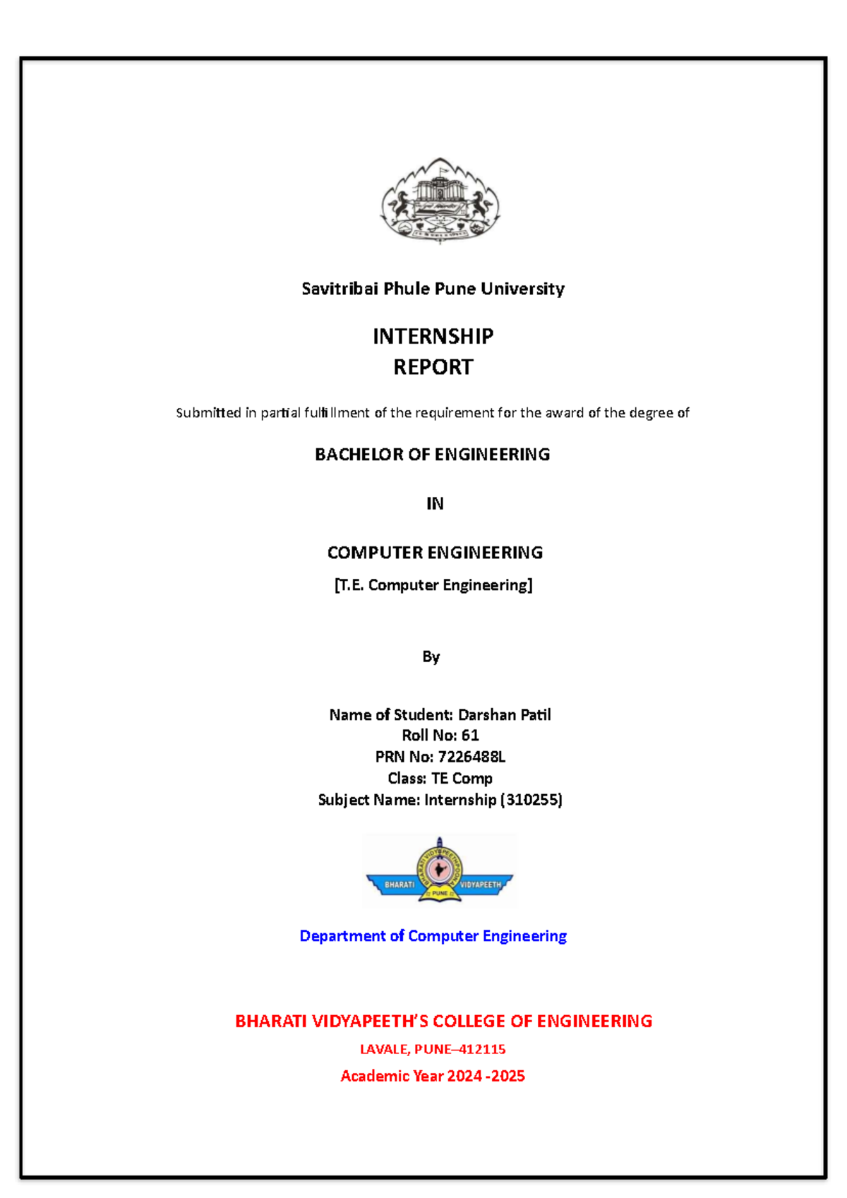 Internship report for BE in computer engineering (310255) by Darshan ...