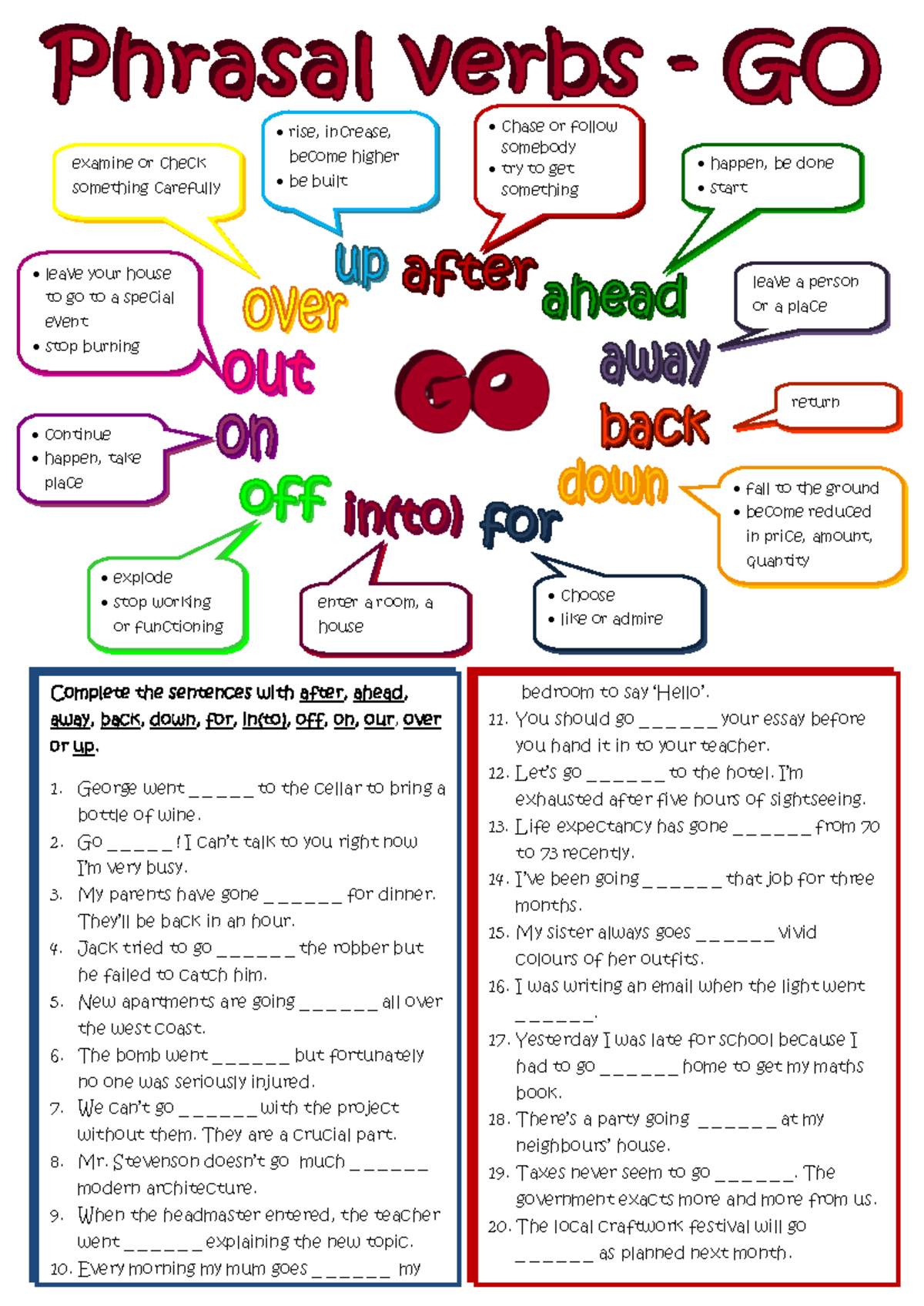 369467306 Phrasal Verbs Go - leave a person or a place happen, be done ...