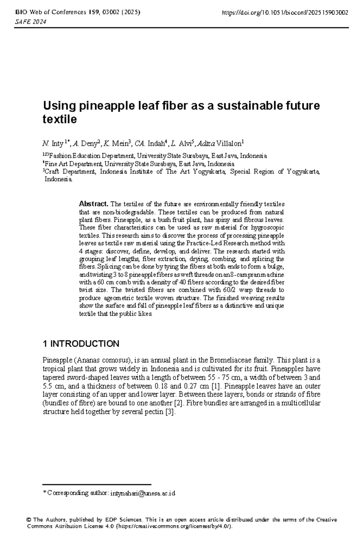SAFE 2024: Sustainable Textile Innovation with Pineapple Leaf Fiber ...