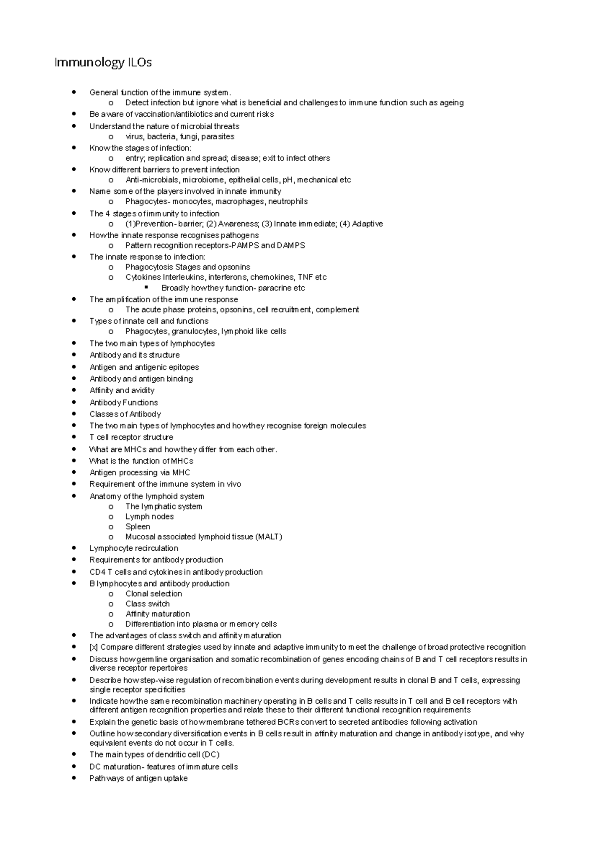 Immunology ILOs: Comprehensive Overview of Immune System Functions ...