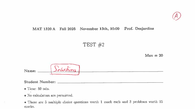 Midterm 2 Practice for MAT 1320 A - Fall 2025 Exam Solutions - Studocu