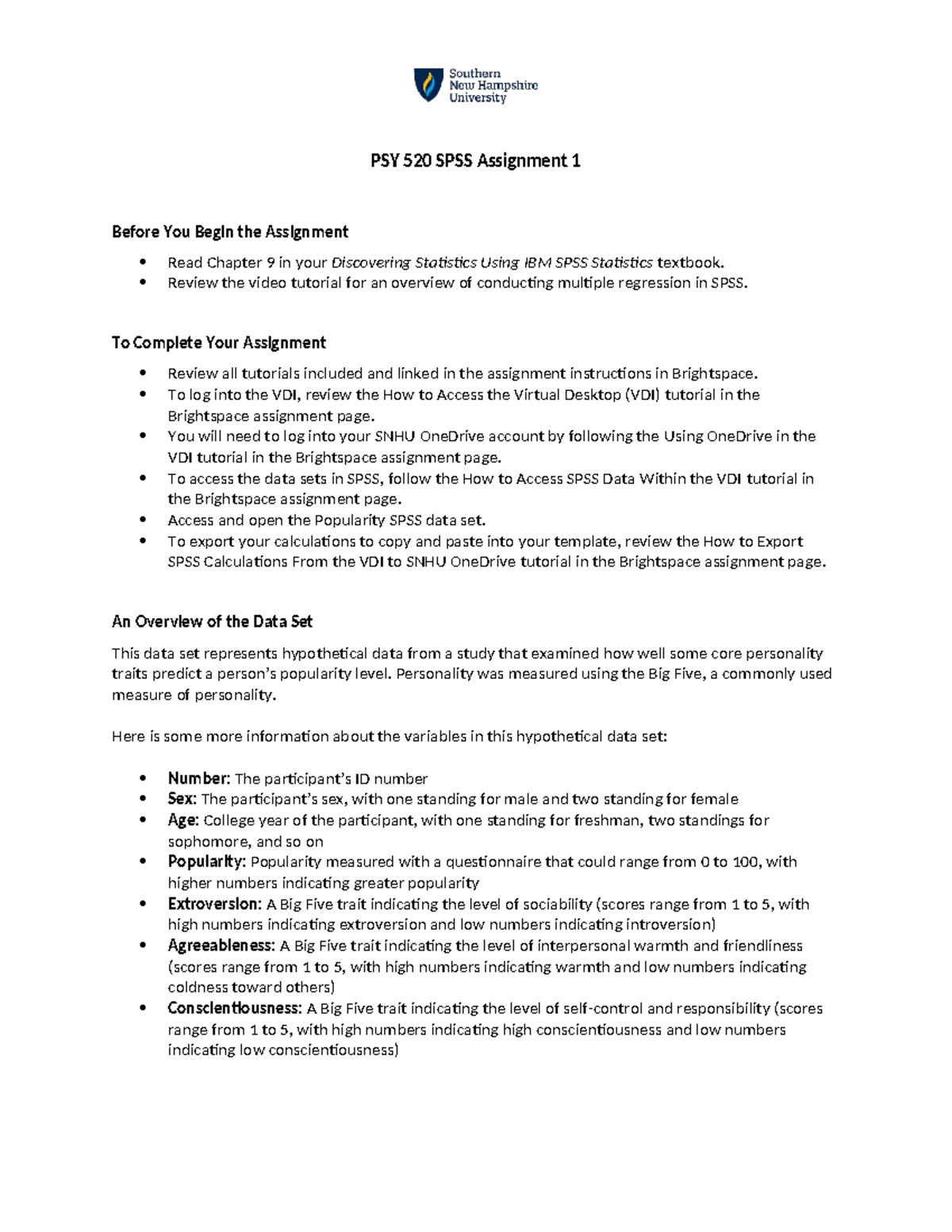 PSY 520 SPSS Assignment 1: Analyzing Multiple Regression Results - Studocu