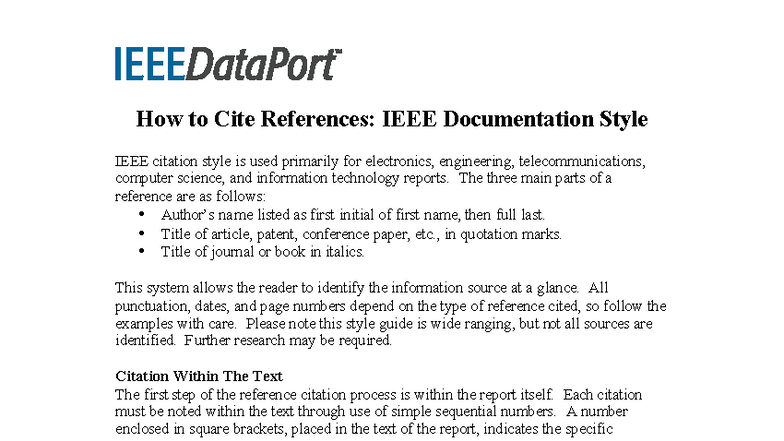 IEEE Citation Guidelines: A Comprehensive Reference Style Guide - Studocu