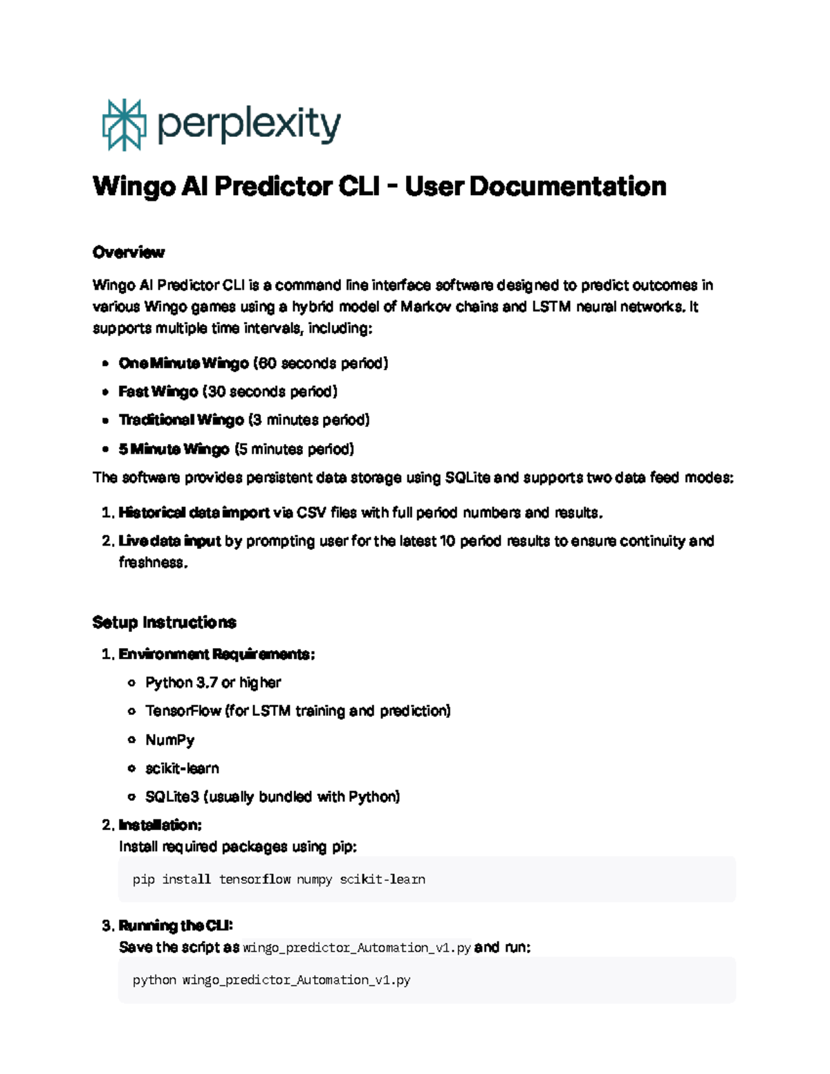Wingo AI Predictor CLI User Guide: Setup & Commands - Studocu
