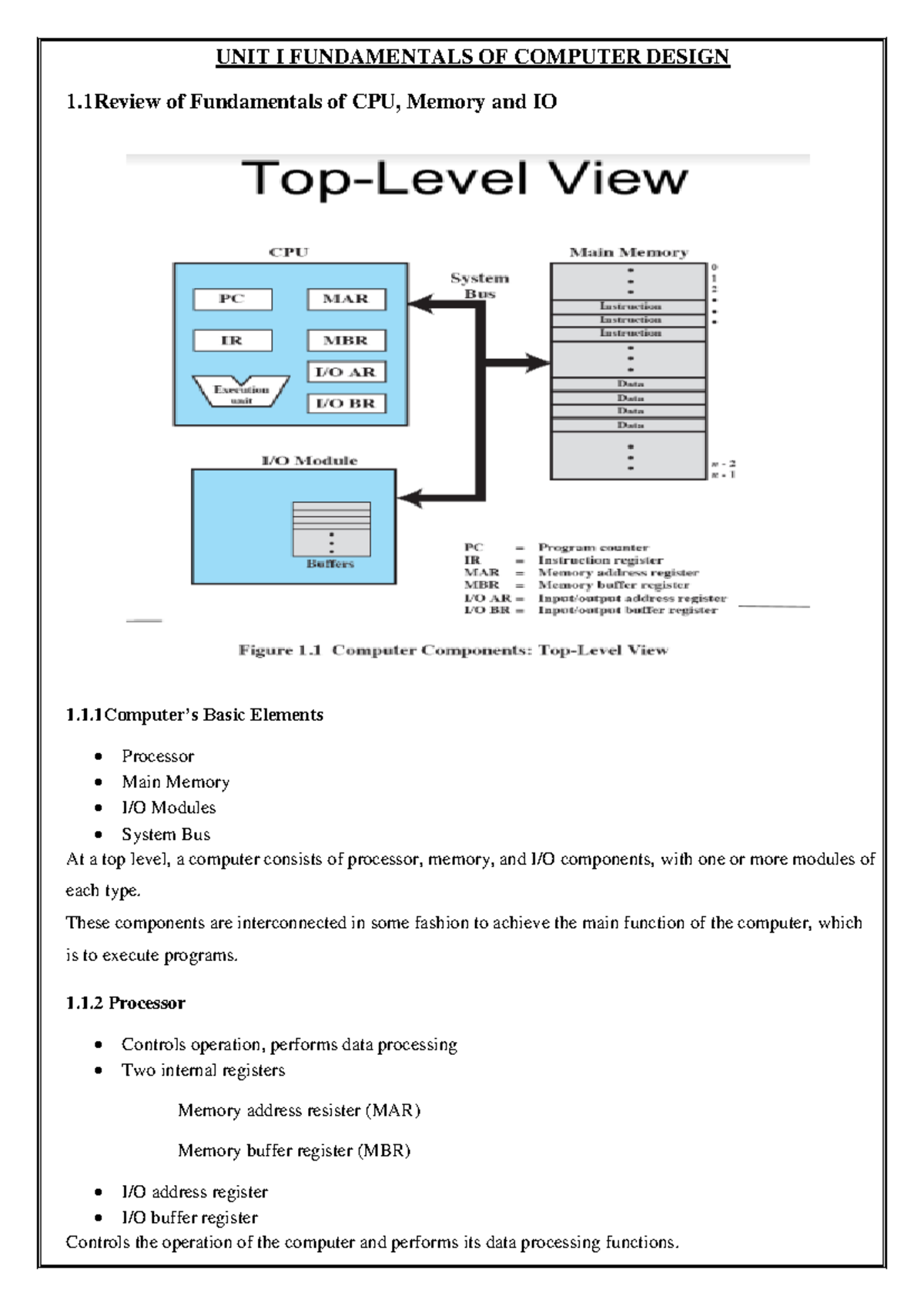 ACA Notes(5 Units) - Ece - UNIT I FUNDAMENTALS OF COMPUTER DESIGN 1 of ...