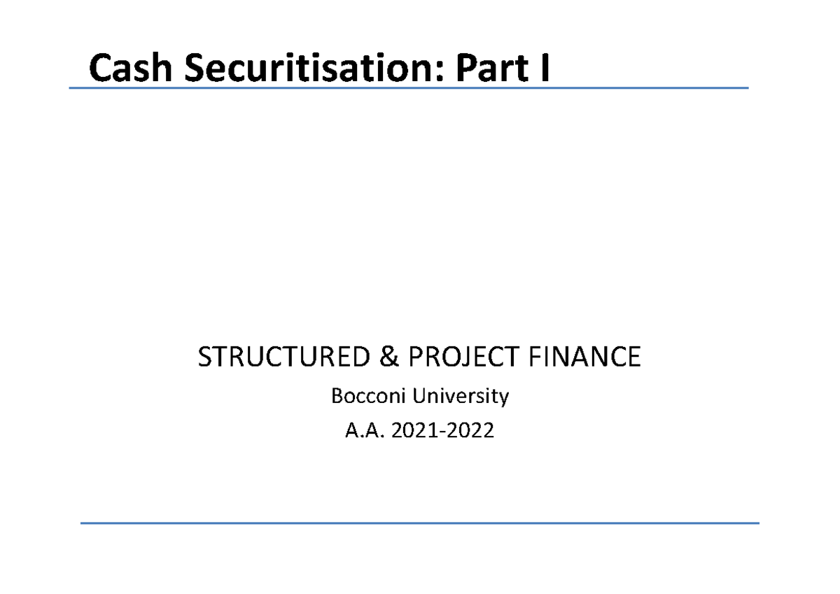 Cash Securitisation: Structure, Key Elements & ECB Role Explained - Studocu