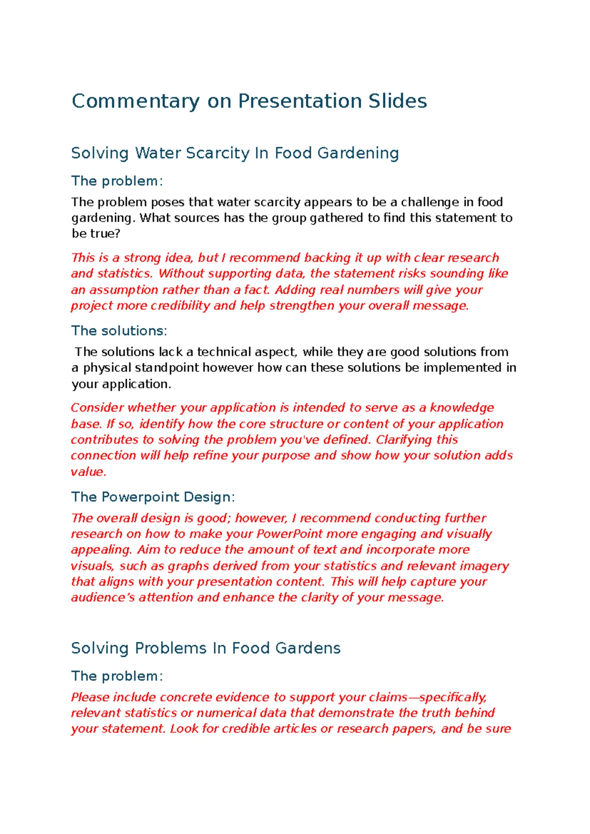 DTP216D Tutorial: Commentary on Water Scarcity in Food Gardening - Studocu