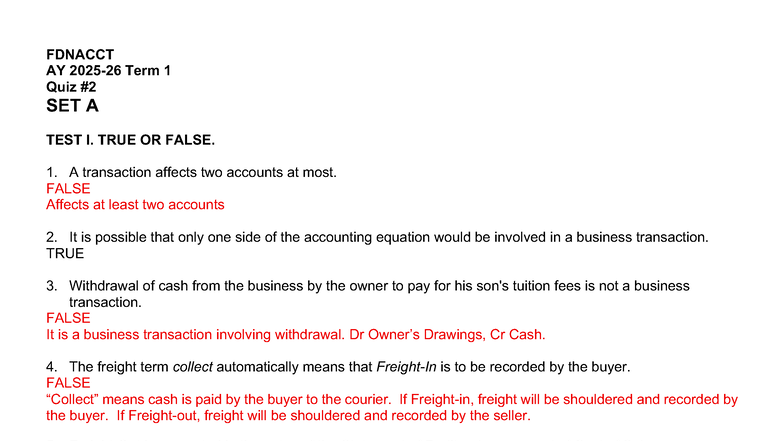 F Dnacct Quiz #2 Answer Key Set A - FDNACCT AY 2025-26 Term 1 Quiz # 2 ...