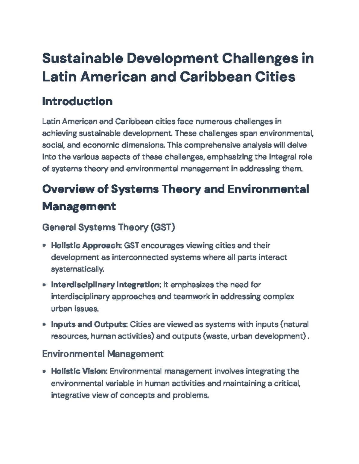 Sustainable Development Challenges in LAC Cities: A Systems Approach ...