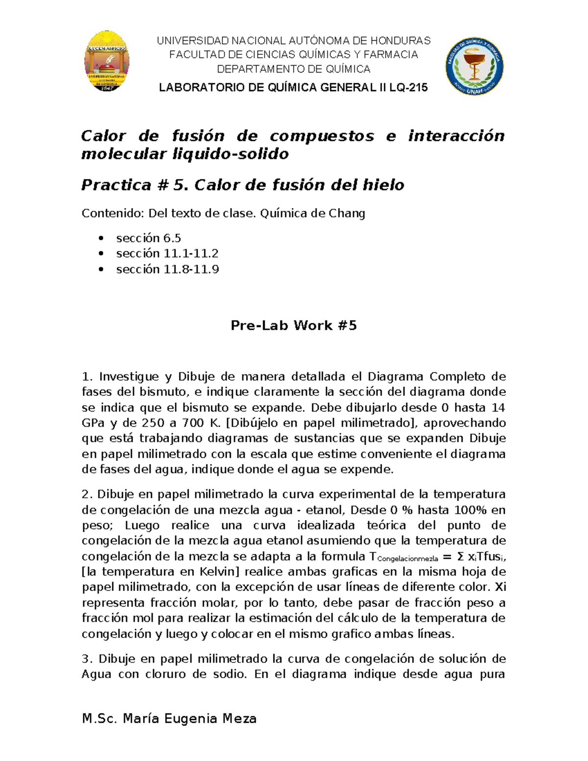 Práctica 5: Calor de Fusión del Hielo - Química General II (PAC 2025 ...